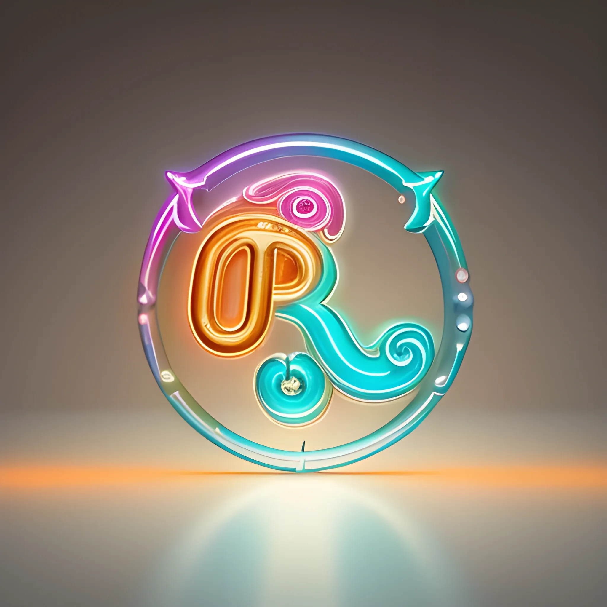 iridescent opalescent logo with the letter 'b', bioluminescent, trendy, modern, lots of details, technology, by michal karcz, daniel merriam, victo ngai and guillermo del toro : ornate, dynamic, particulate, intricate, elegant, highly detailed, brown orange, centered, artstation, smooth, sharp focus, octane render, high quality, , Cartoon