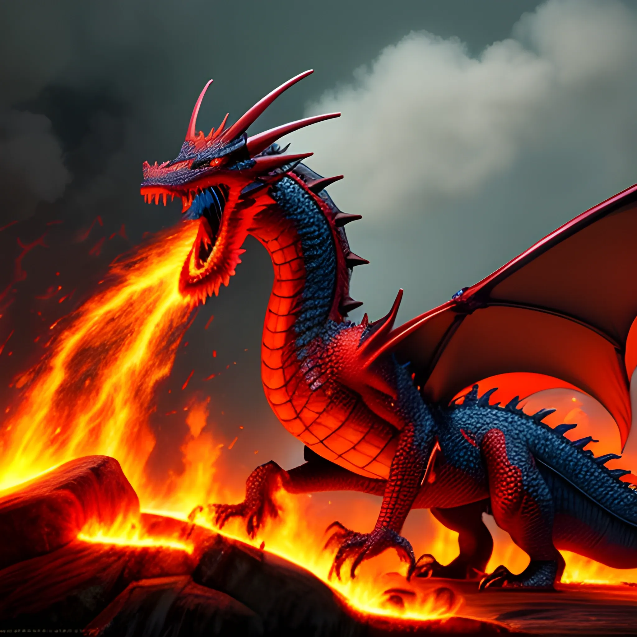 a fire spewing dragon comming closer - Arthub.ai