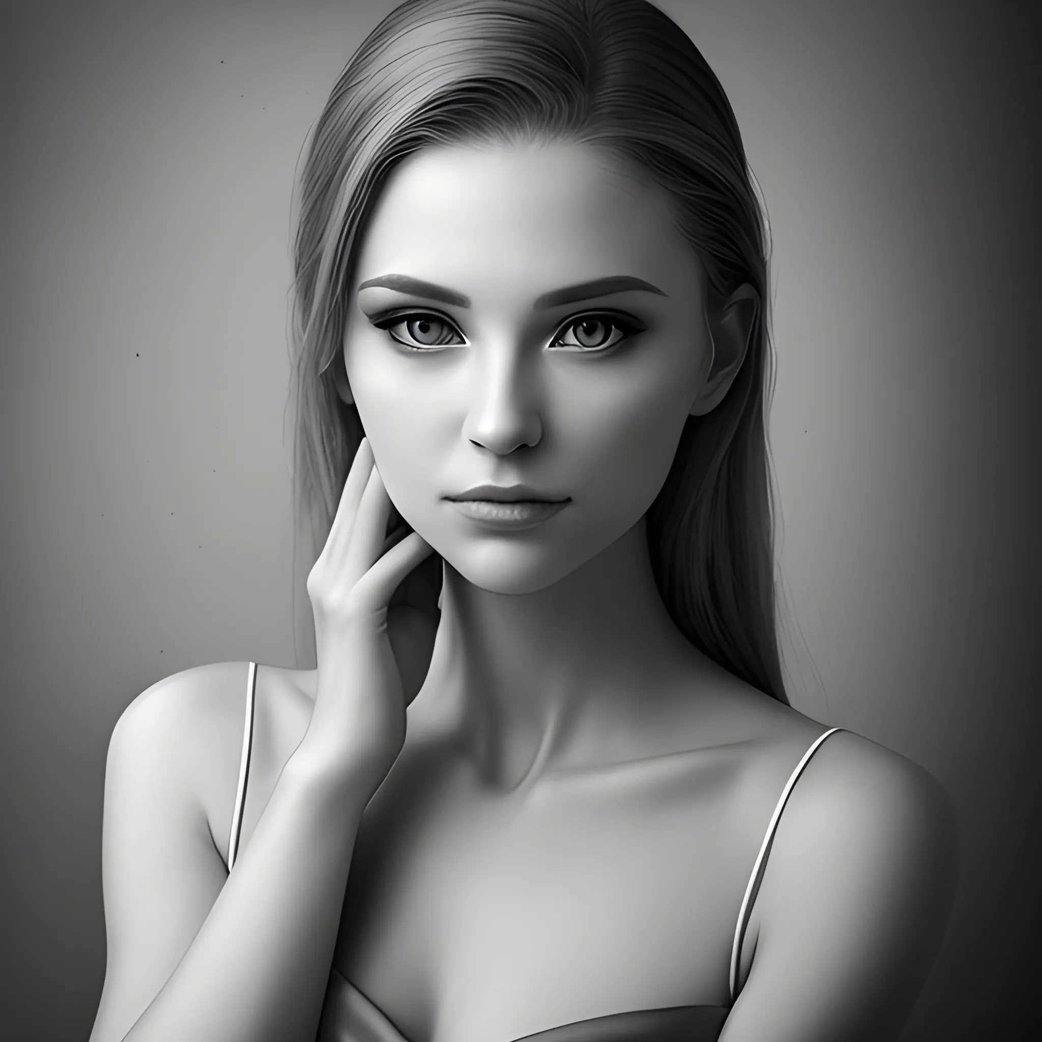 Portrait of beautiful woman, gray tones, solemn and elegant, professional photography