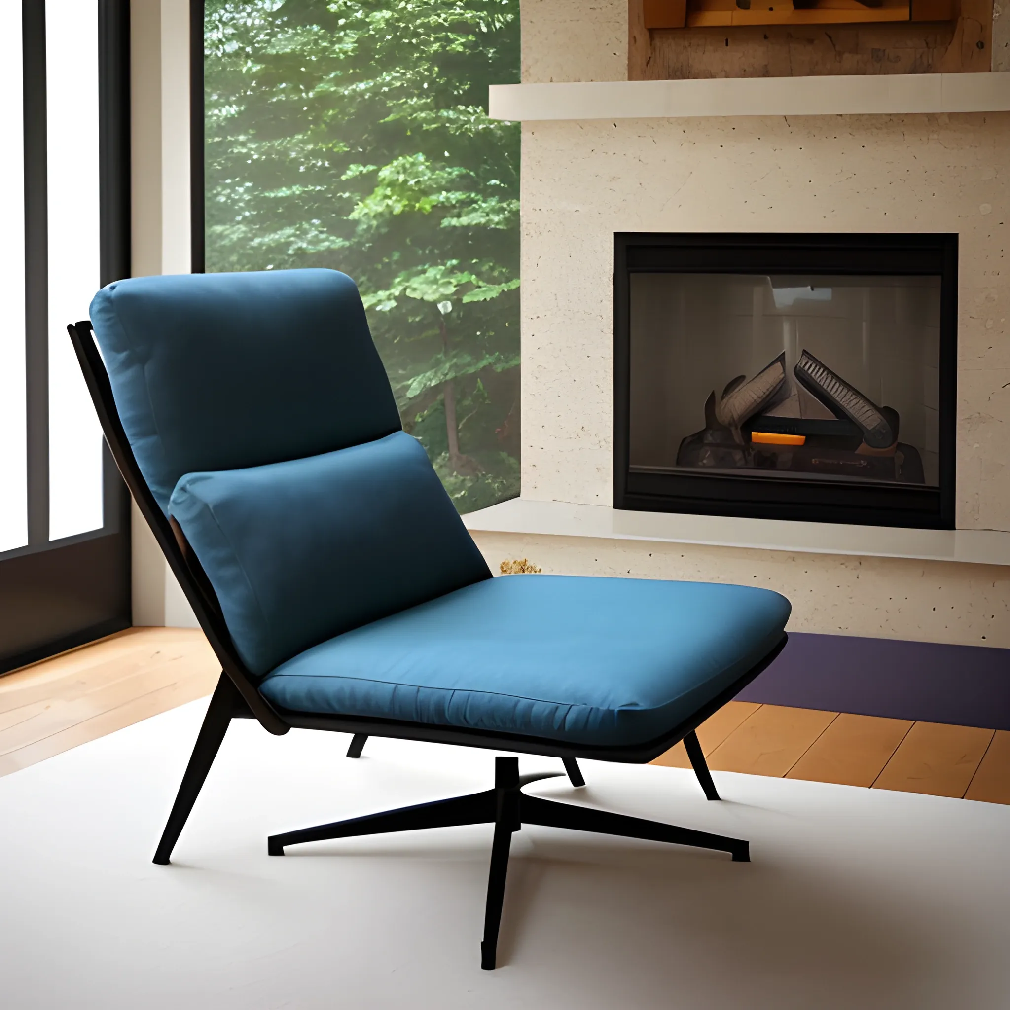 lounge chair by fireplace
