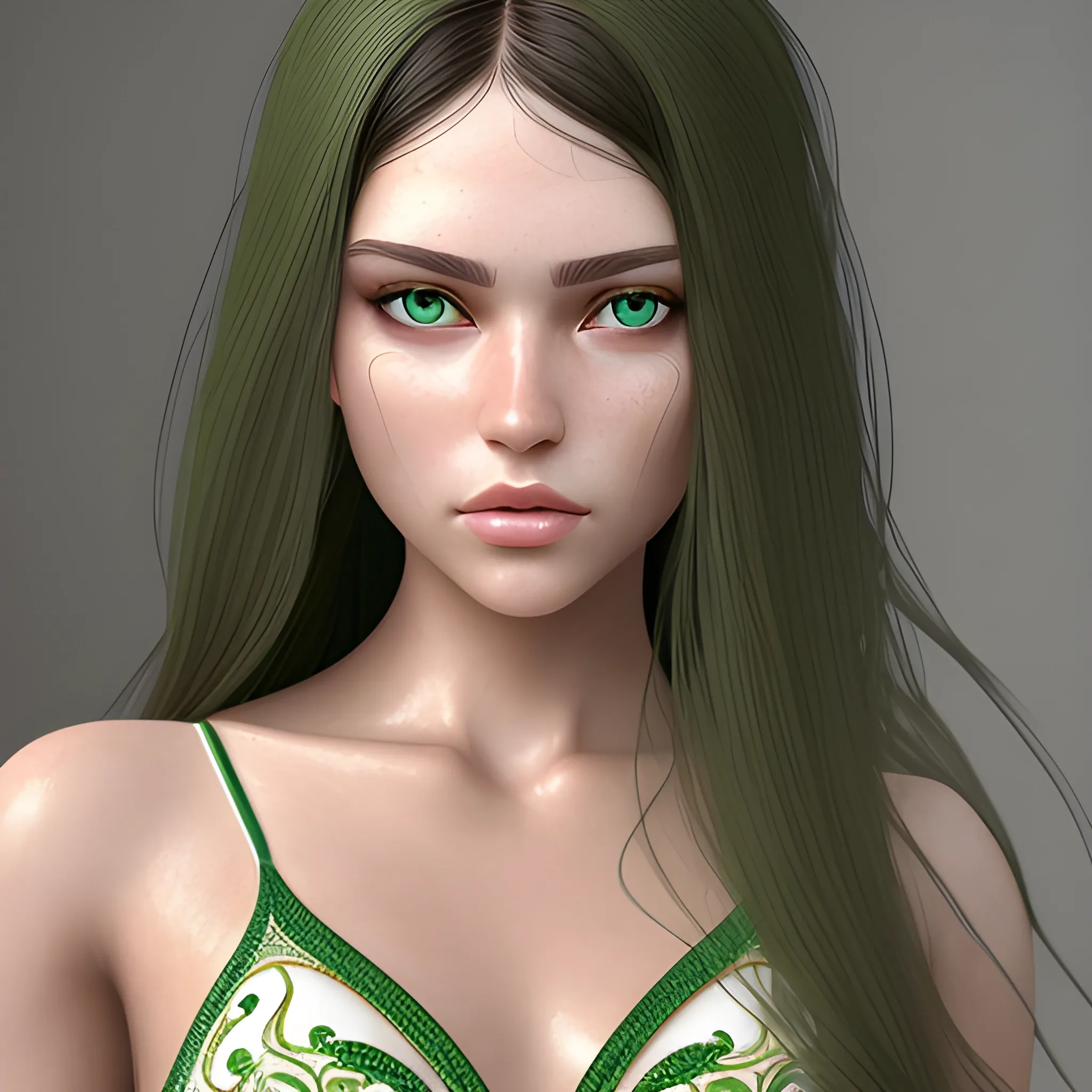 photo ultra realistic of a beautiful woman in white trasparent swimsuit long dark hair green eyes 
highly detailed, fine detail, intricate, ornate, complex