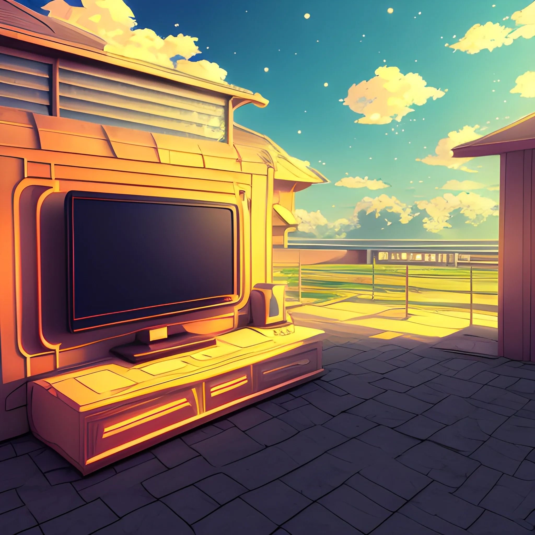 anime style, background, warm, 3D