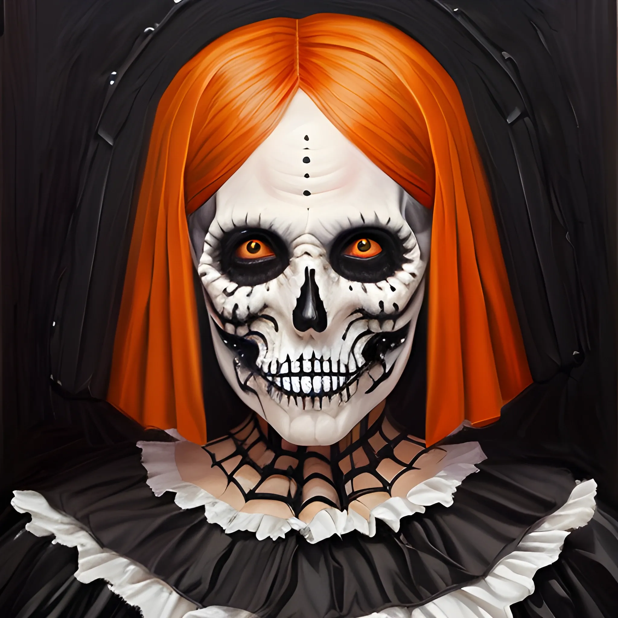 Halloween portrait in costume, Oil Painting