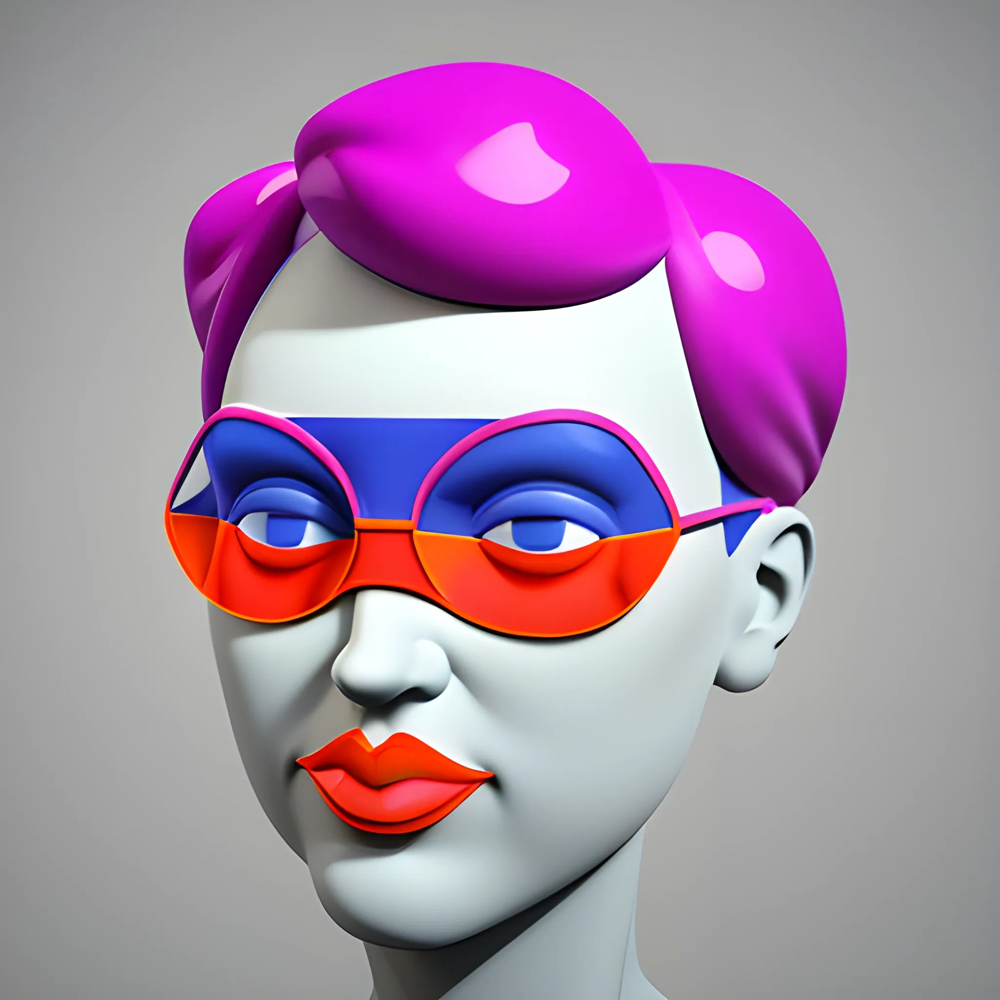 Illustrate an abstract composition of floating facial features e