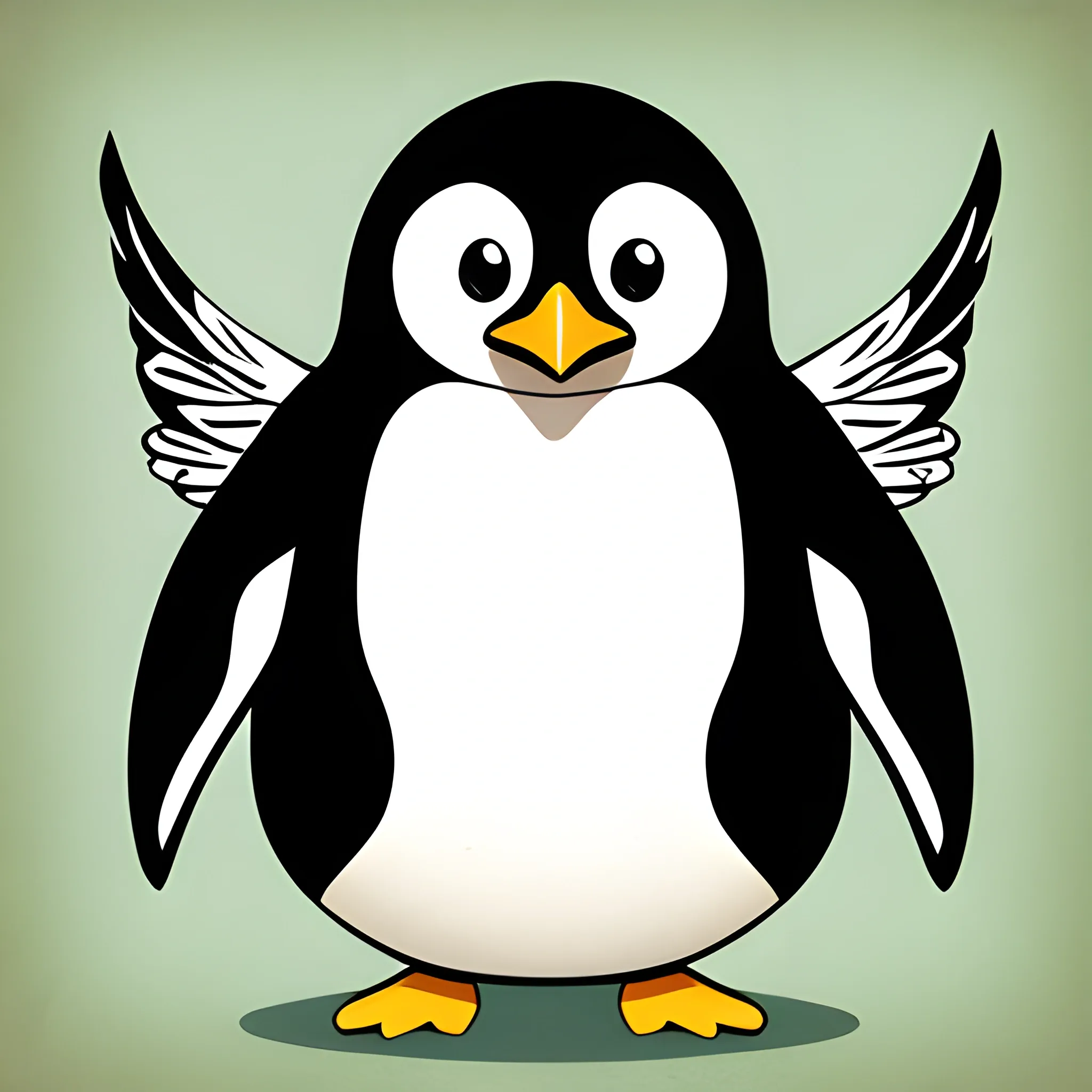 penguin with wings of butterfly, Cartoon