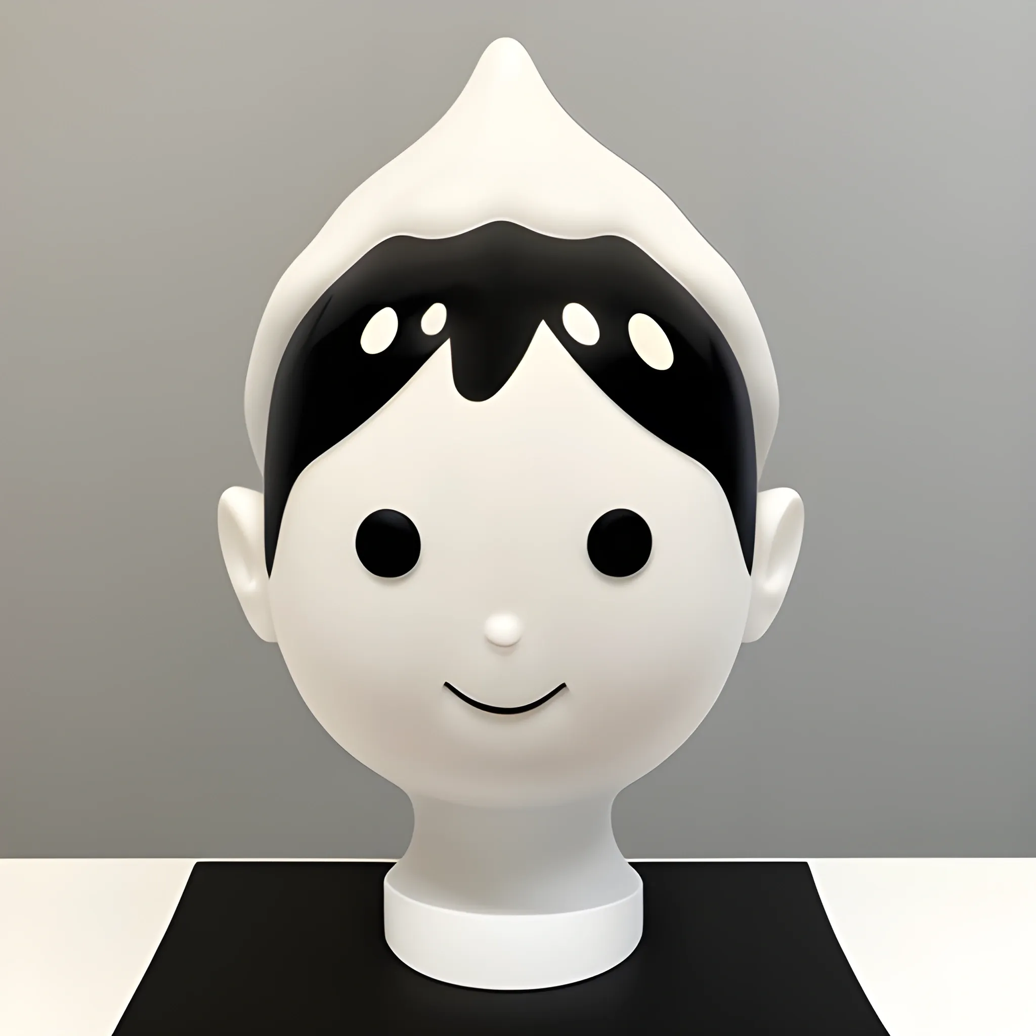 White pulp, abstract water droplet shaped head, resembling an H-shaped body, with a trendy overall style. The entire head to body ratio is a 1:1 or 1:2 Q-version image, with a large head and simple eyes on the face. The personality is lively and cute, Cartoon
