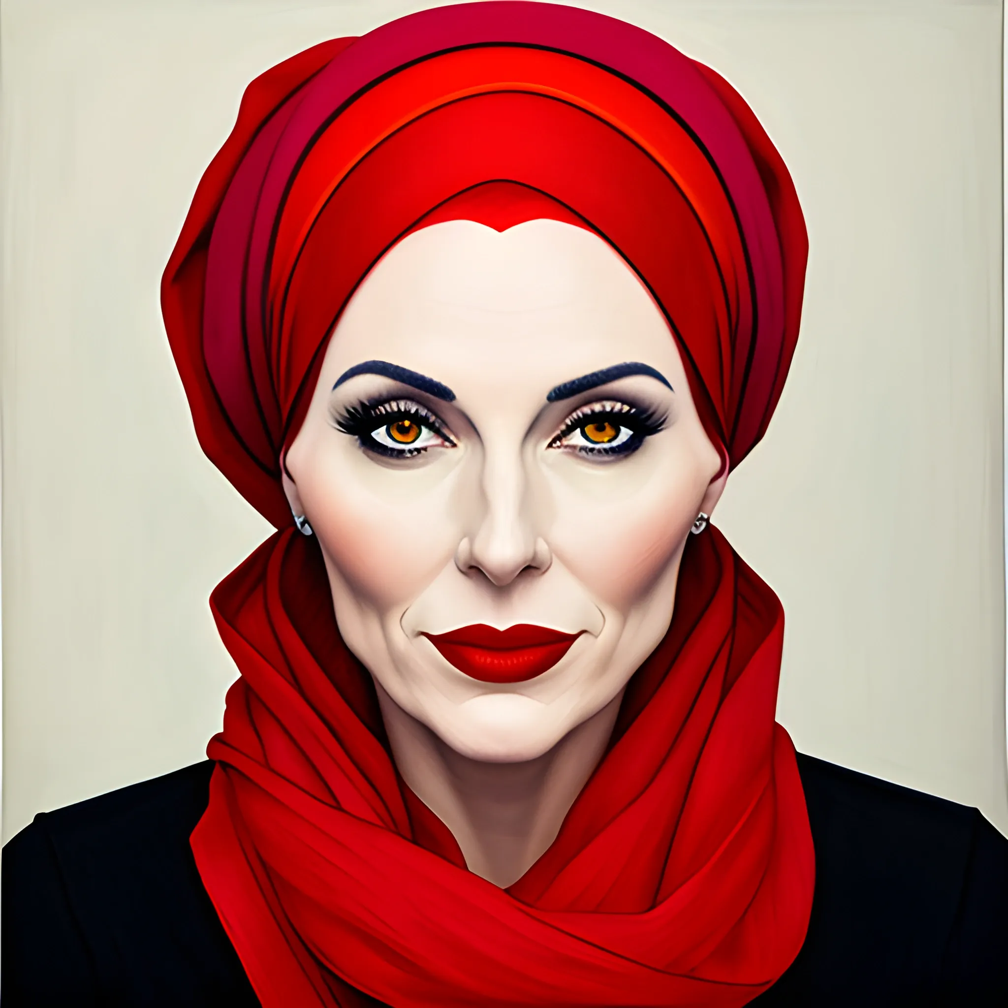 Portrait of girl with red headscarf, masterpiece