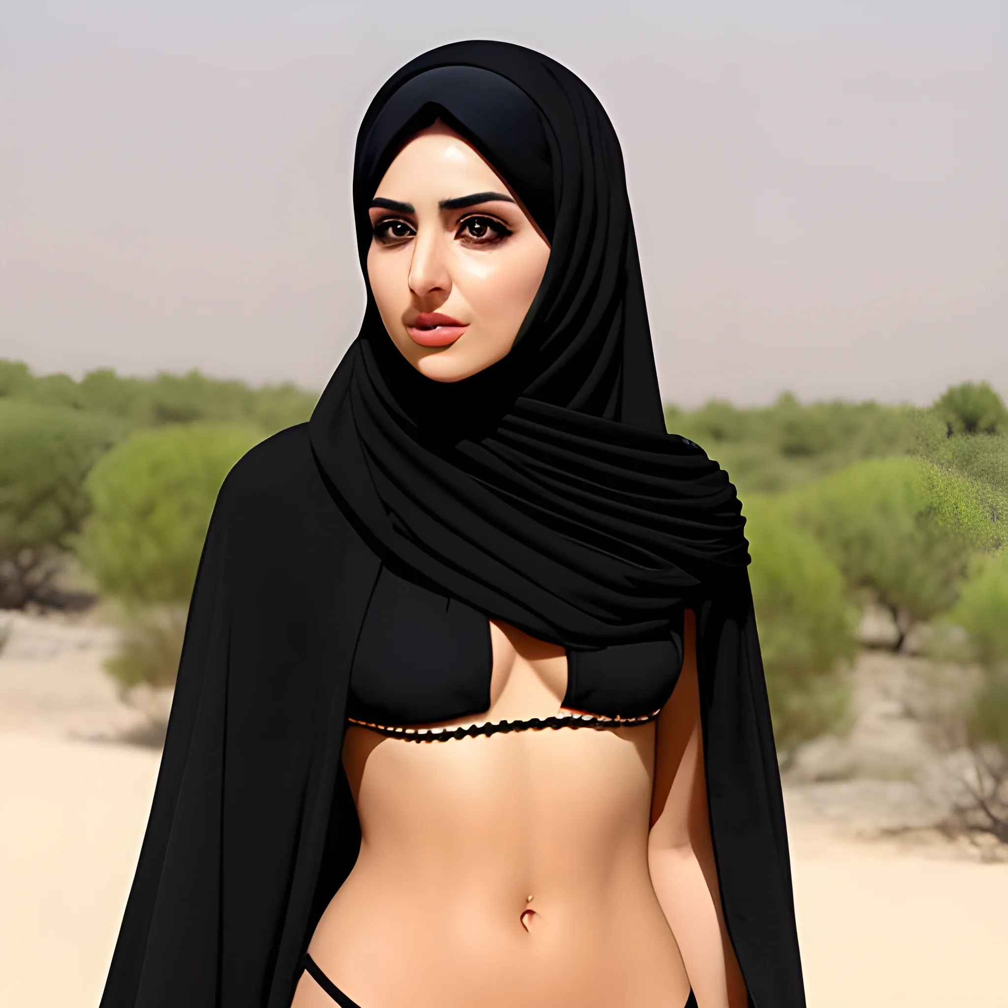  Iranian woman with a chador hijab - bikini- ten people