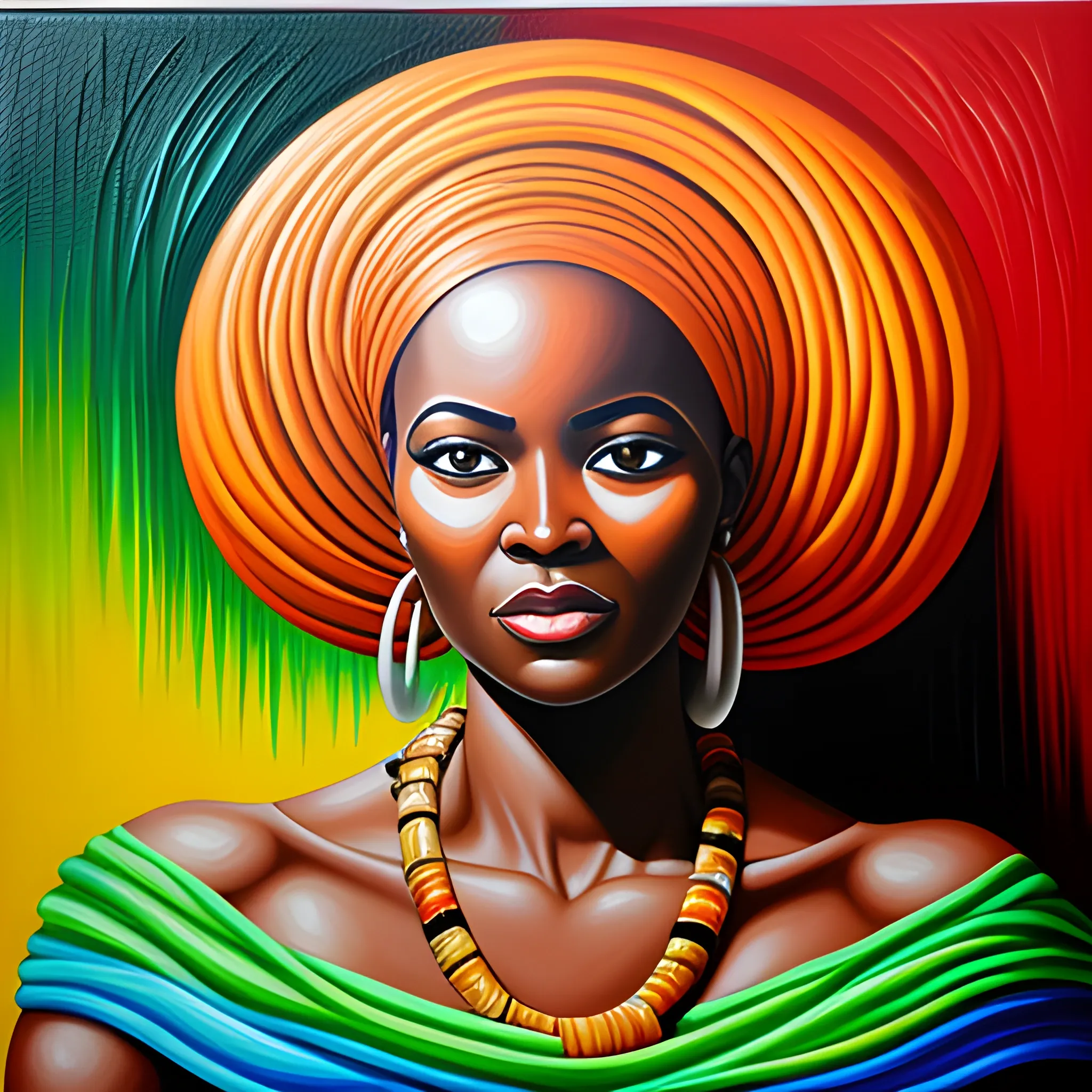 Bold African Woman, Oil Painting