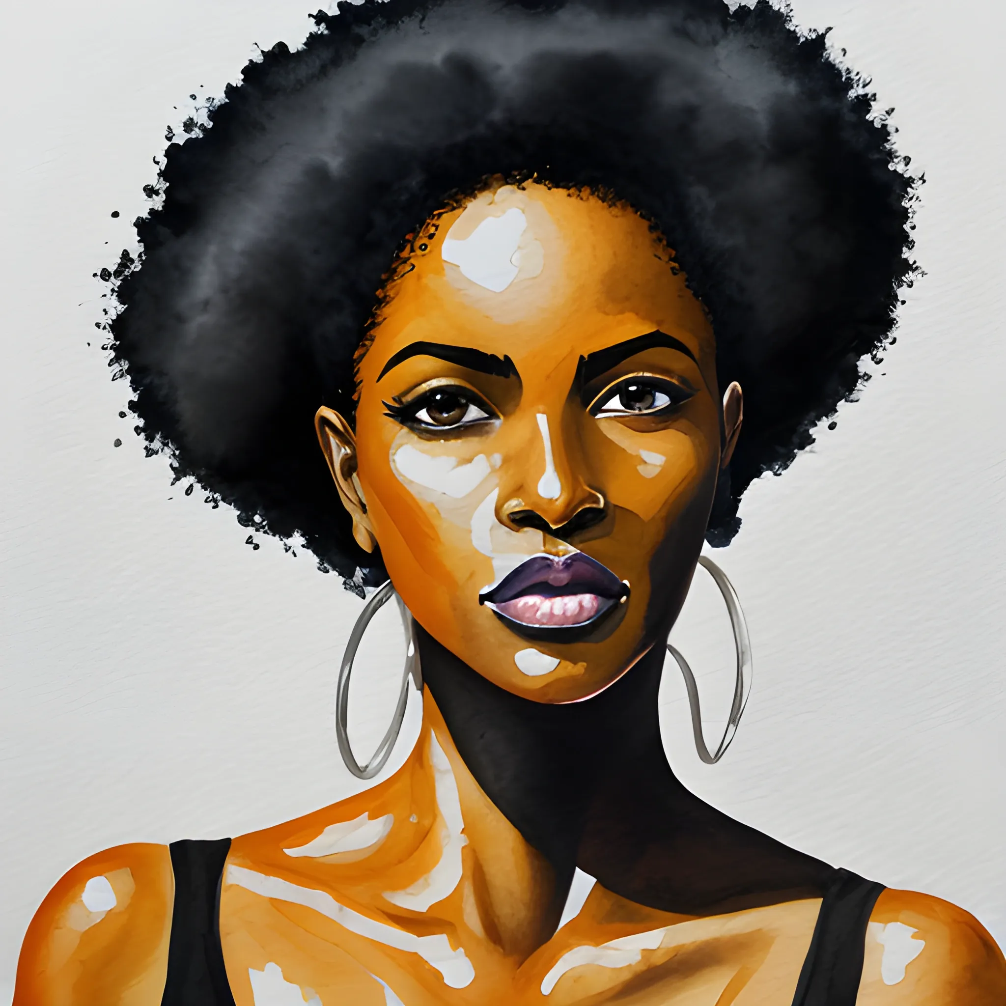Bold Black Woman, Water Color, Oil Painting
