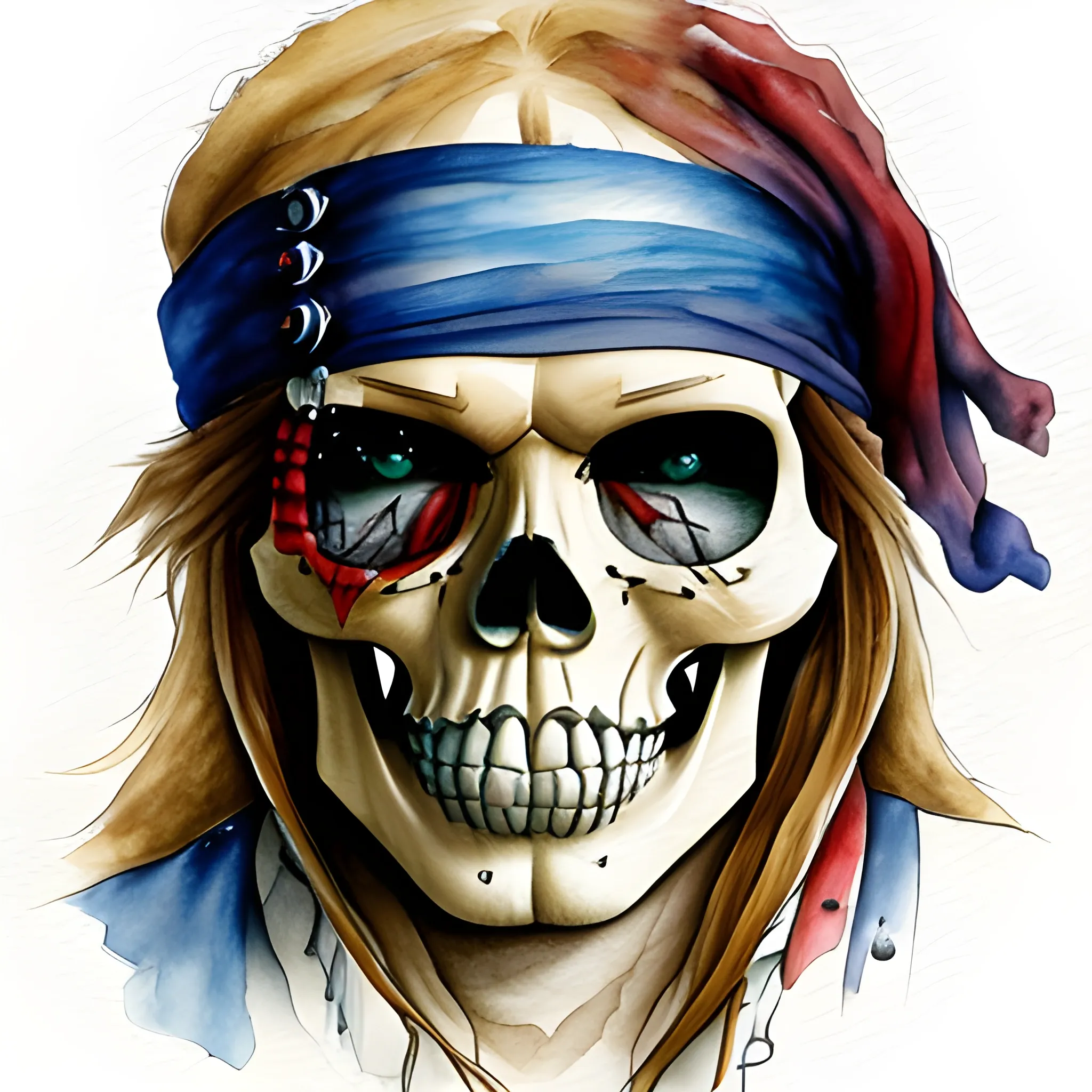 Axl Rose skull, Water Color