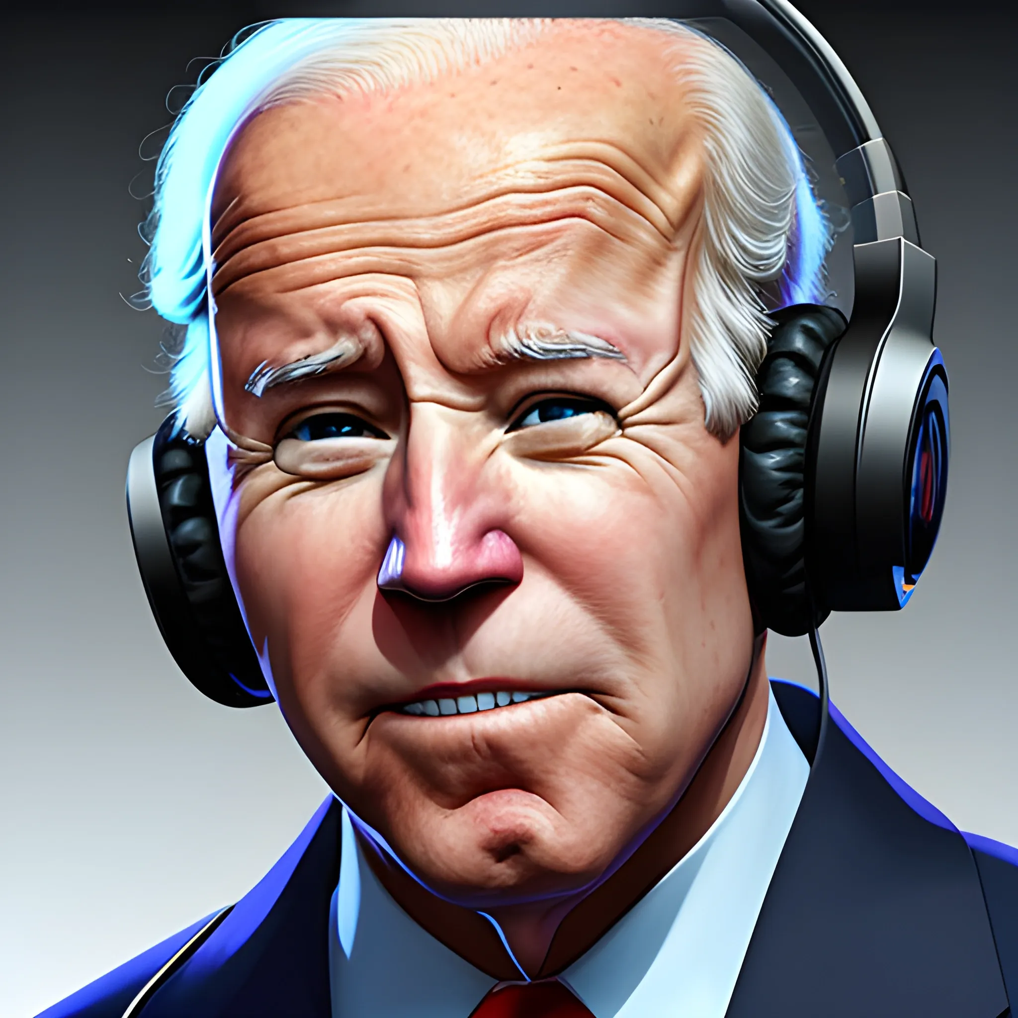 Joseph Biden is listening music, singing, headphones, very reali ...