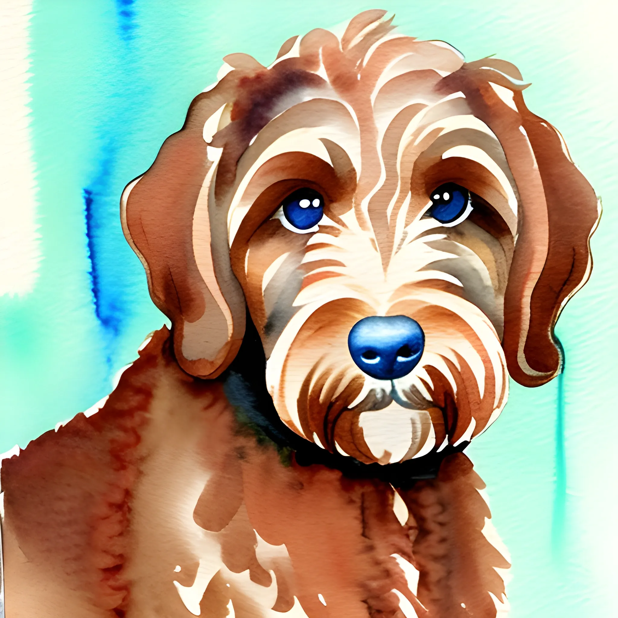 , Water Color, brown labradoodle