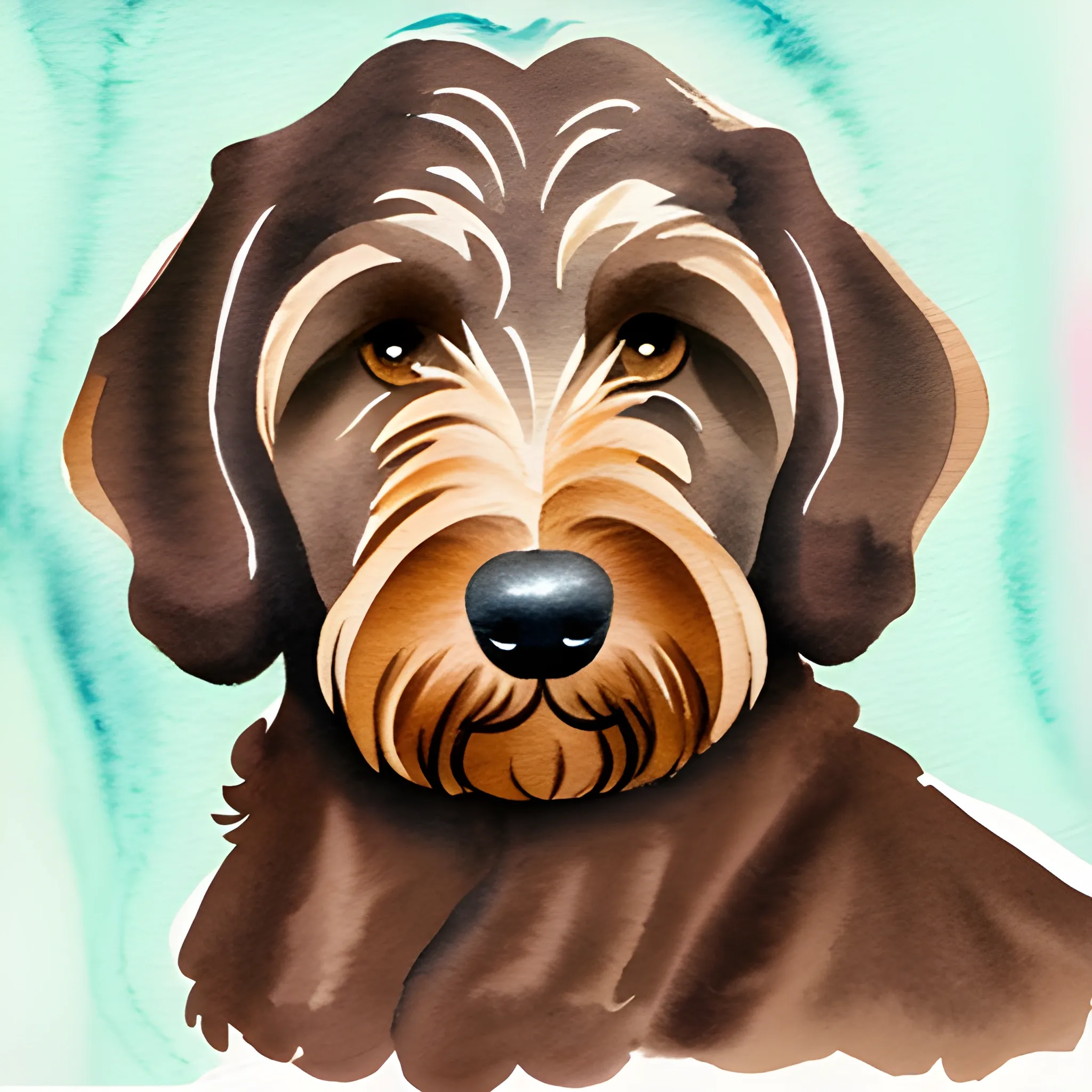 , Water Color, dark brown labradoodle