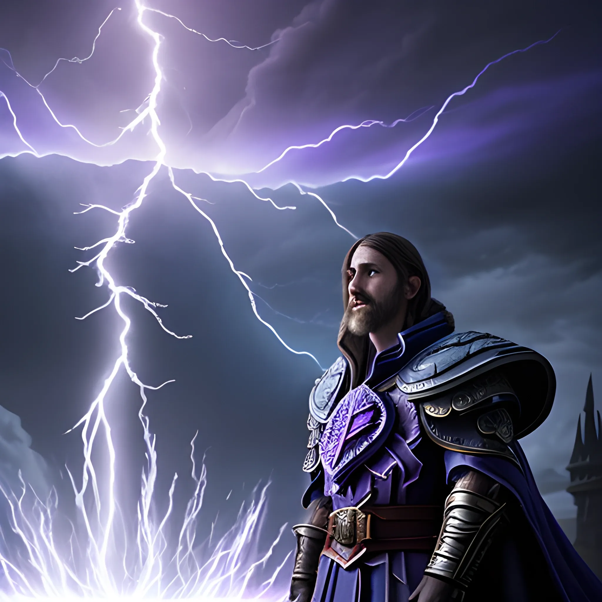 Medivh(in Warcraft Universe) is casting Lightning Barrier spell as the Last Guardian. Hyper realistic