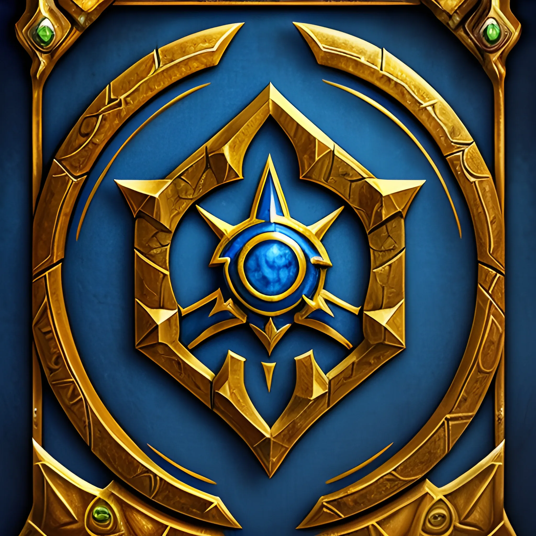 Create a logo for 'Warcraft Facts' that embodies the essence of Azeroth's rich lore and history. Incorporate iconic Warcraft elements, like the Alliance and Horde symbols, legendary weapons, and the feeling of adventure and discovery. The design should be visually captivating and evoke a sense of wonder and excitement. Use a color scheme that reflects the vibrant and mystical world of Warcraft. The logo should be both informative and enticing, making viewers eager to explore the hidden treasures of Azeroth! Text of 'Warcraft Facts' should be seen clearly