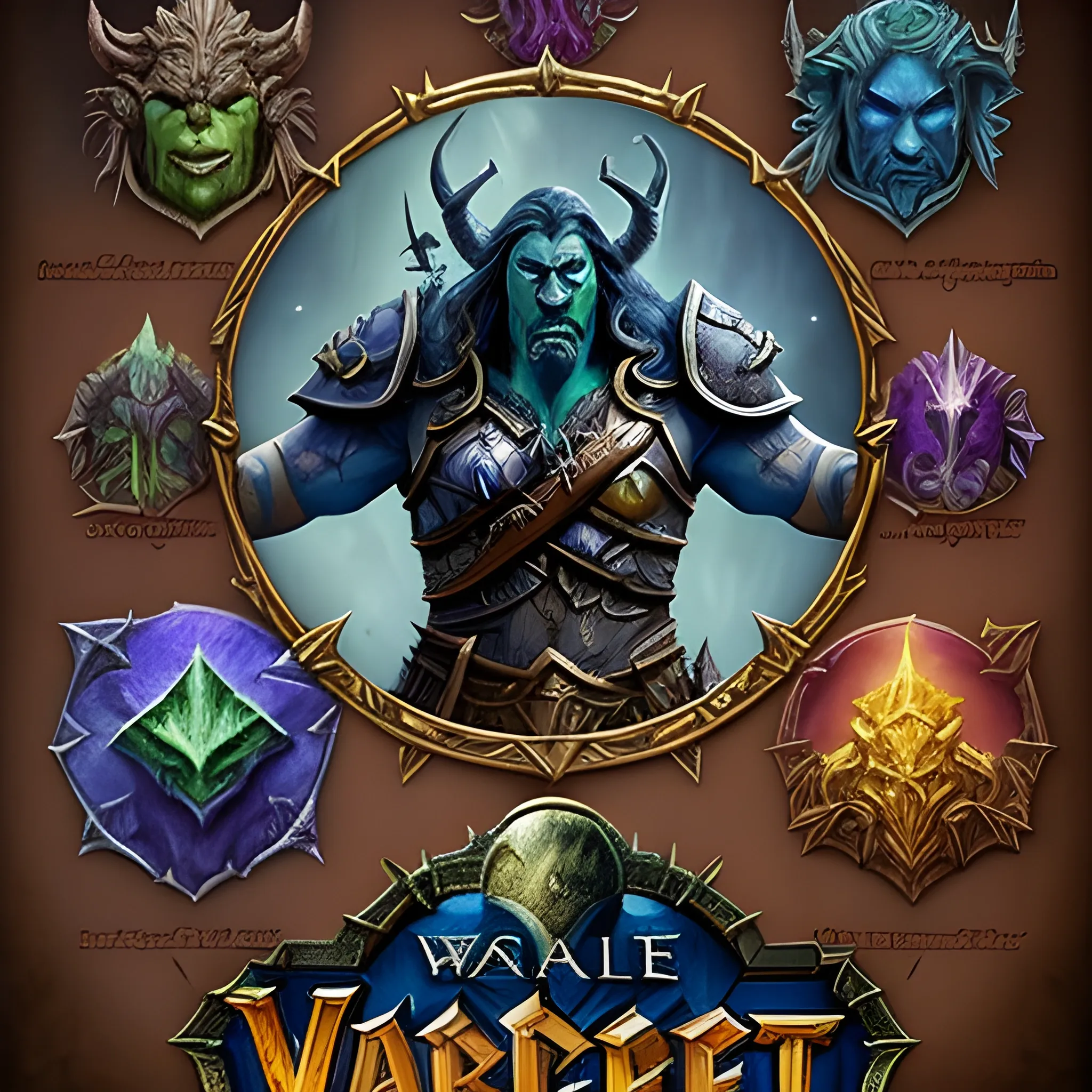 Create a logo for 'Warcraft Facts' that embodies the essence of Azeroth's rich lore and history. Incorporate iconic Warcraft elements, like the Alliance and Horde symbols, legendary weapons, and the feeling of adventure and discovery. The design should be visually captivating and evoke a sense of wonder and excitement. Use a color scheme that reflects the vibrant and mystical world of Warcraft. The logo should be both informative and enticing, making viewers eager to explore the hidden treasures of Azeroth! Text of 'Warcraft Facts' should be seen clearly