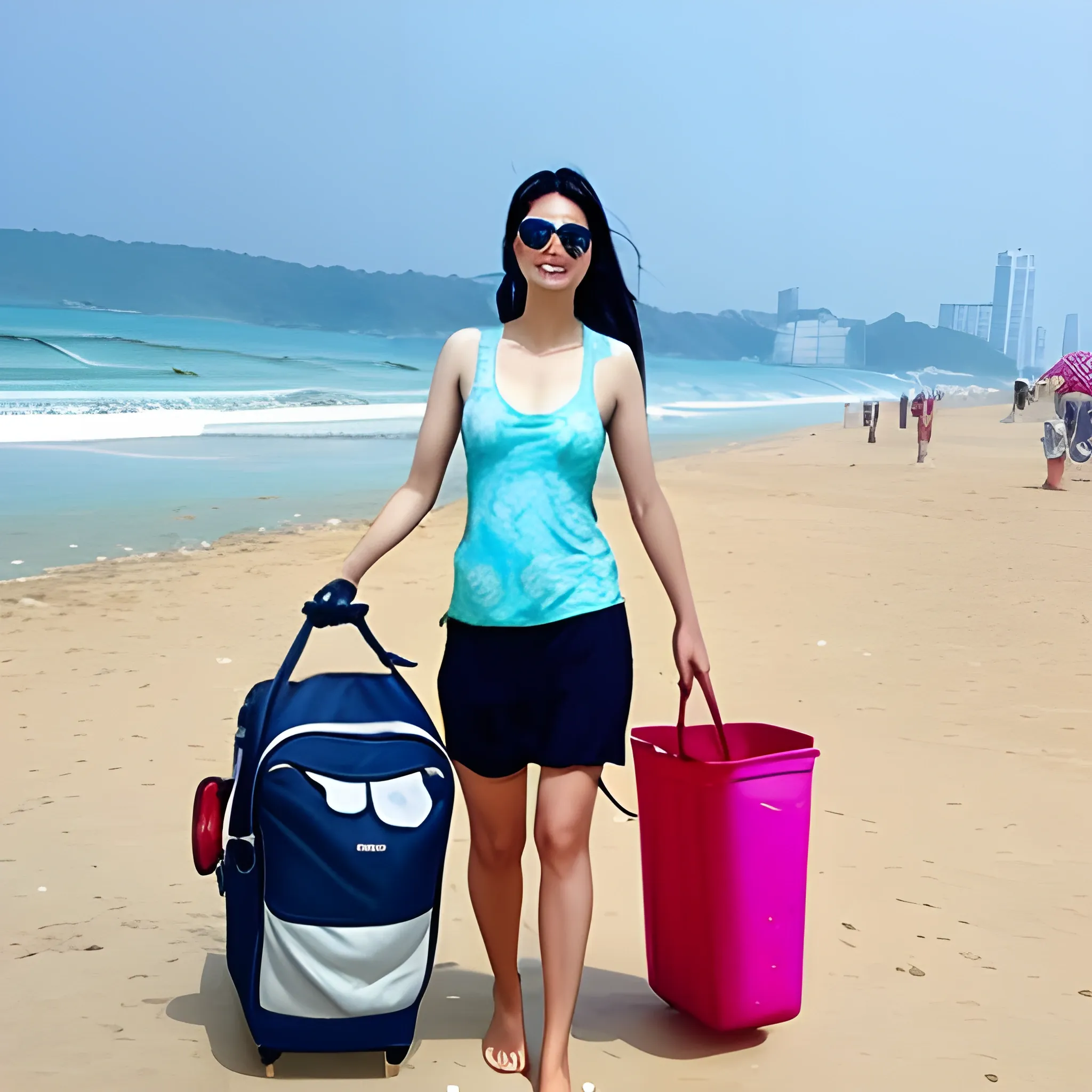 Remove all the clothes and chenge baground in the beach