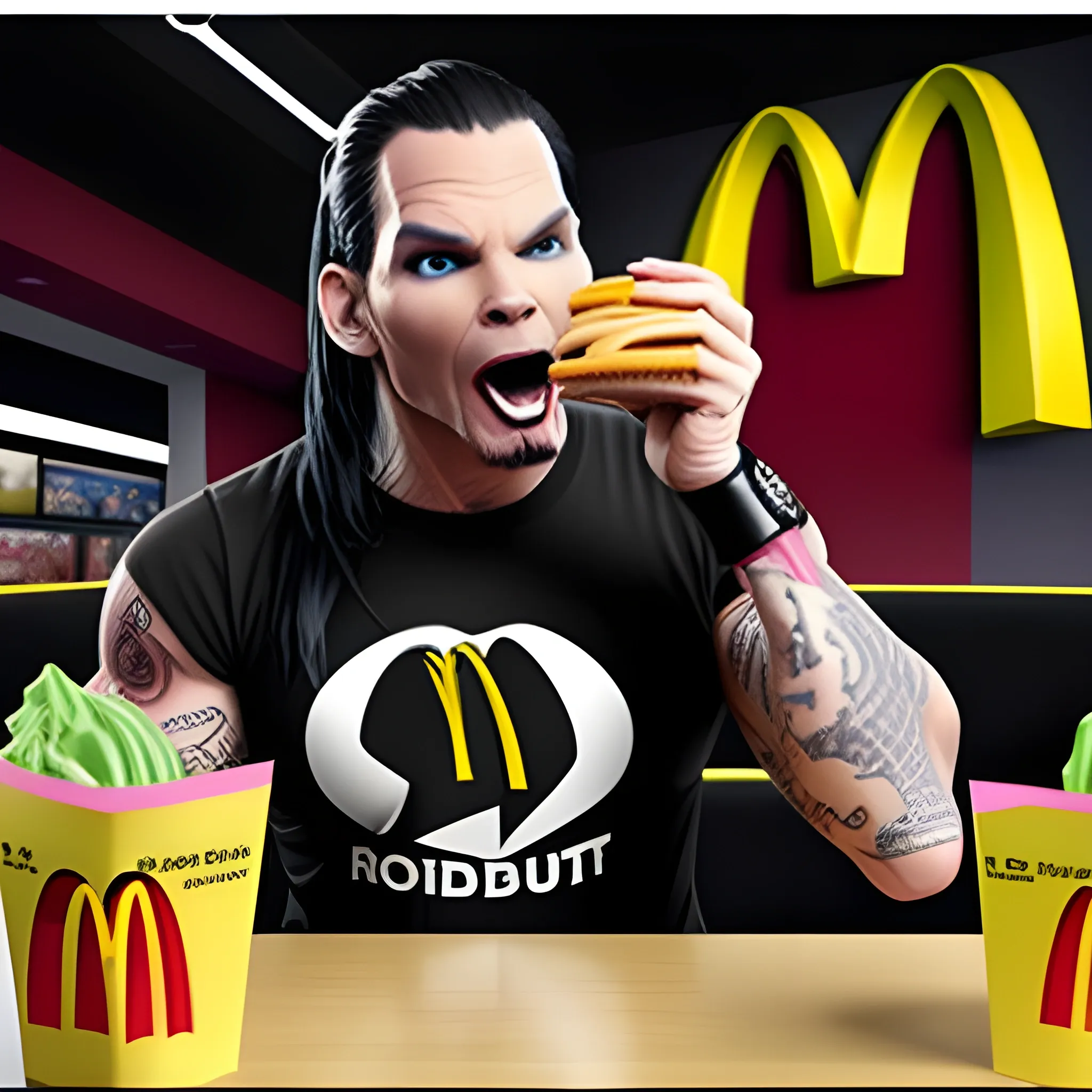 Jeff Hardy eating McDonald’s. , 3D