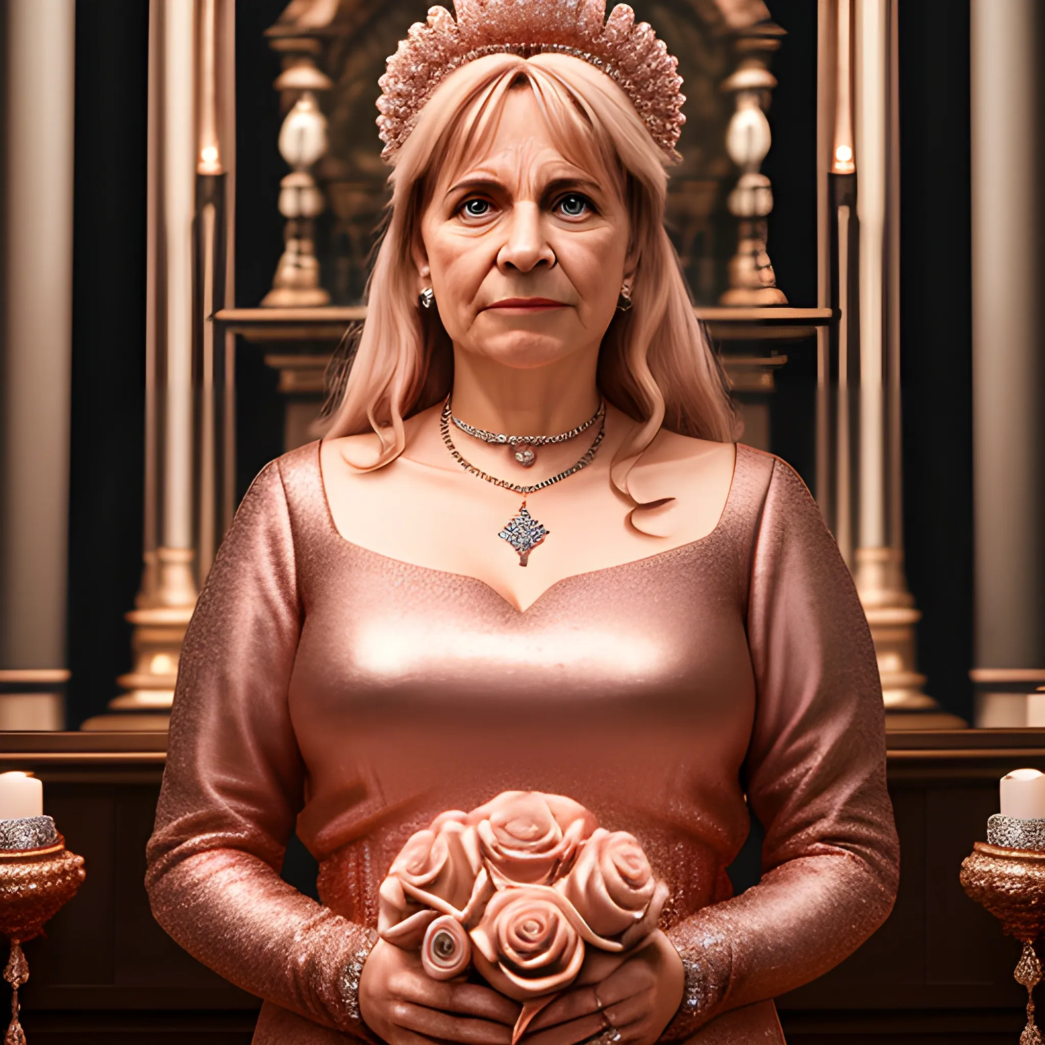 Portrait , Frau in Diamand,altar, rose Gold Colors