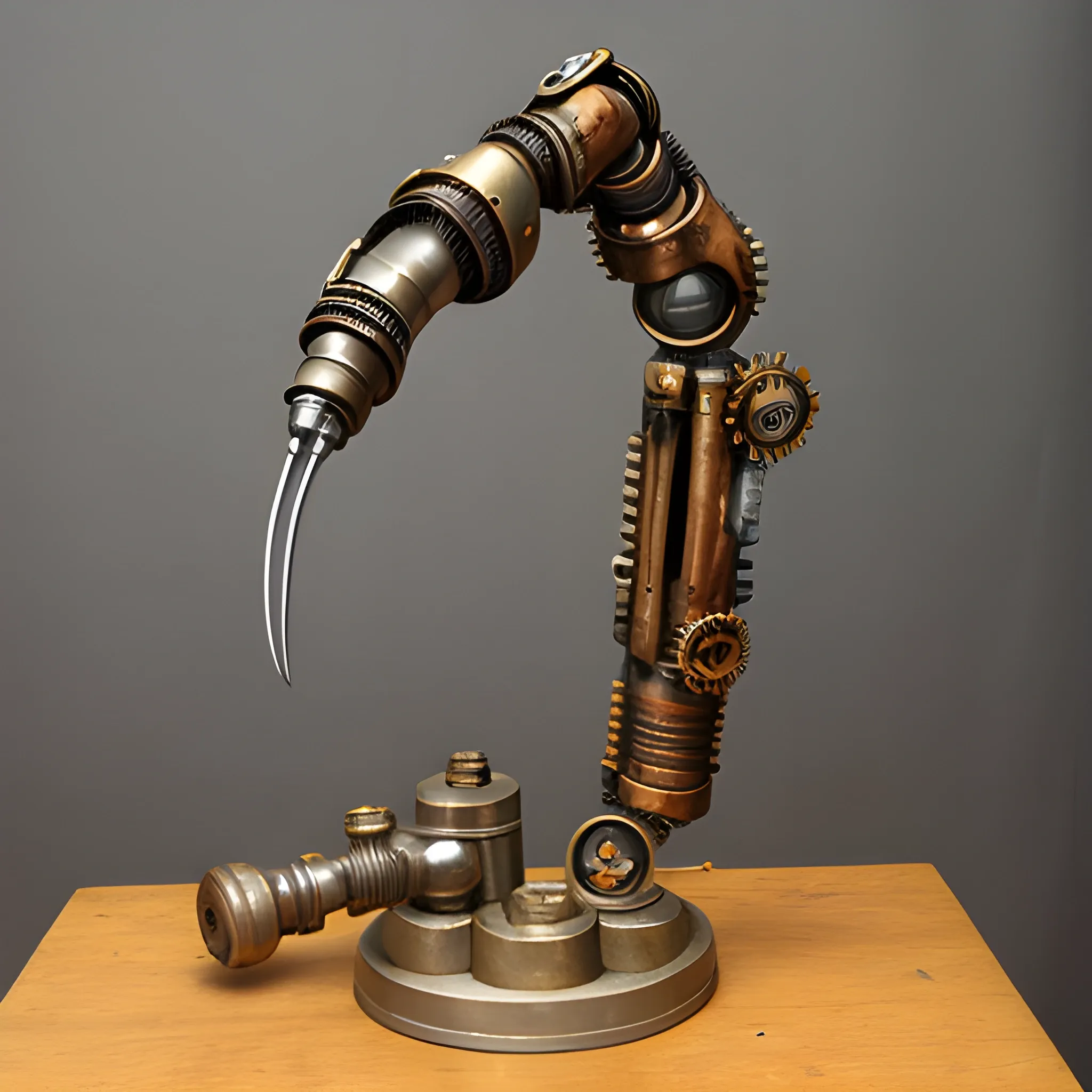 steampunk artificial arm, rusty, old, Victorian, prosthesis