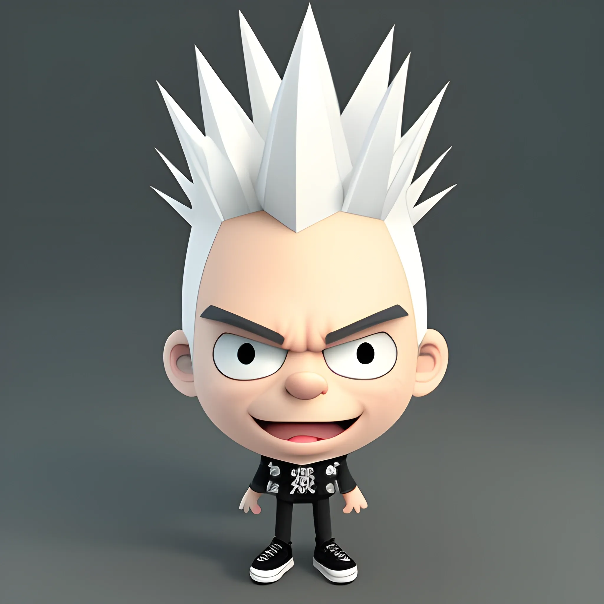 Cartoon 3D White Spiky Head Punk Mascot