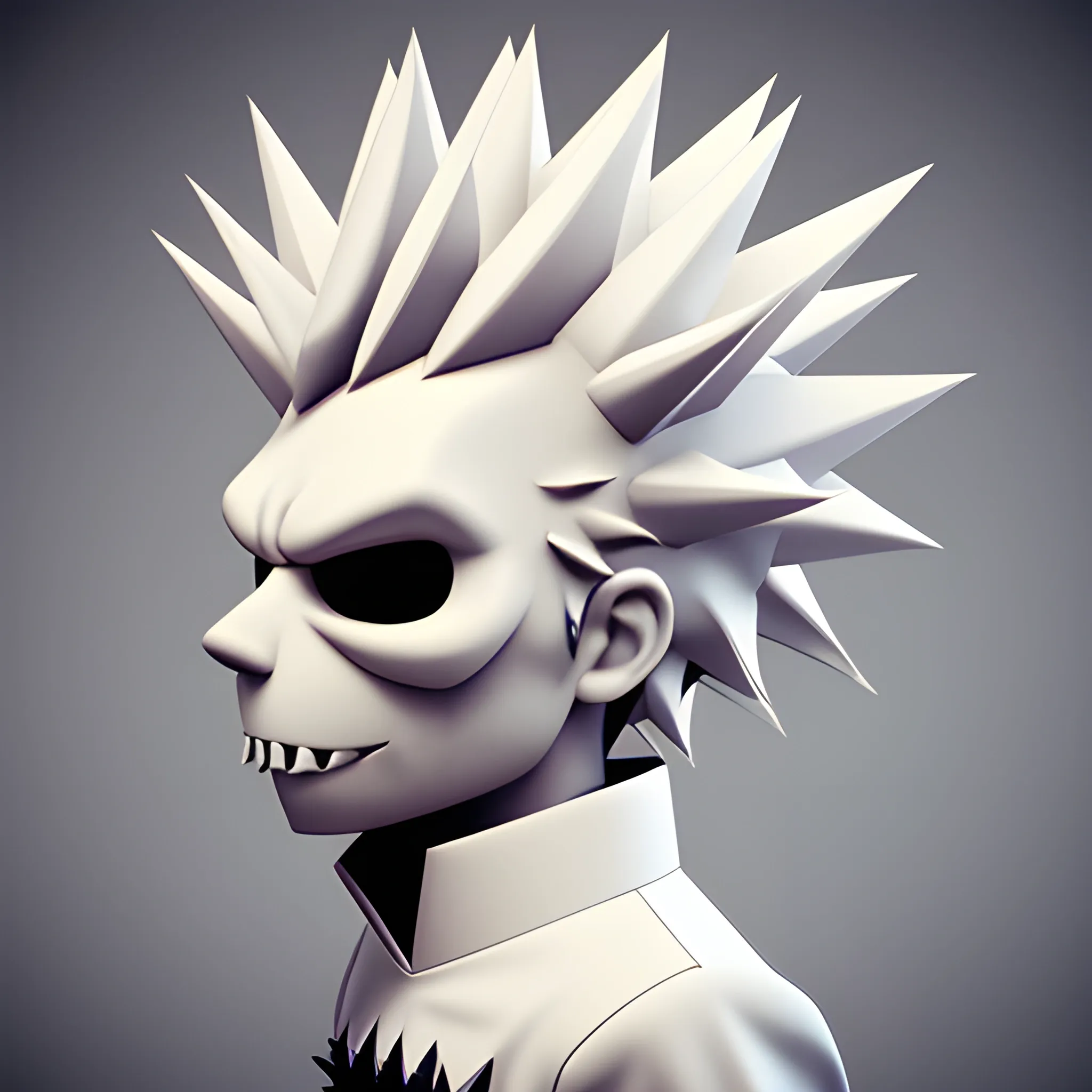 
3D White Spiky Head Punk Mascot