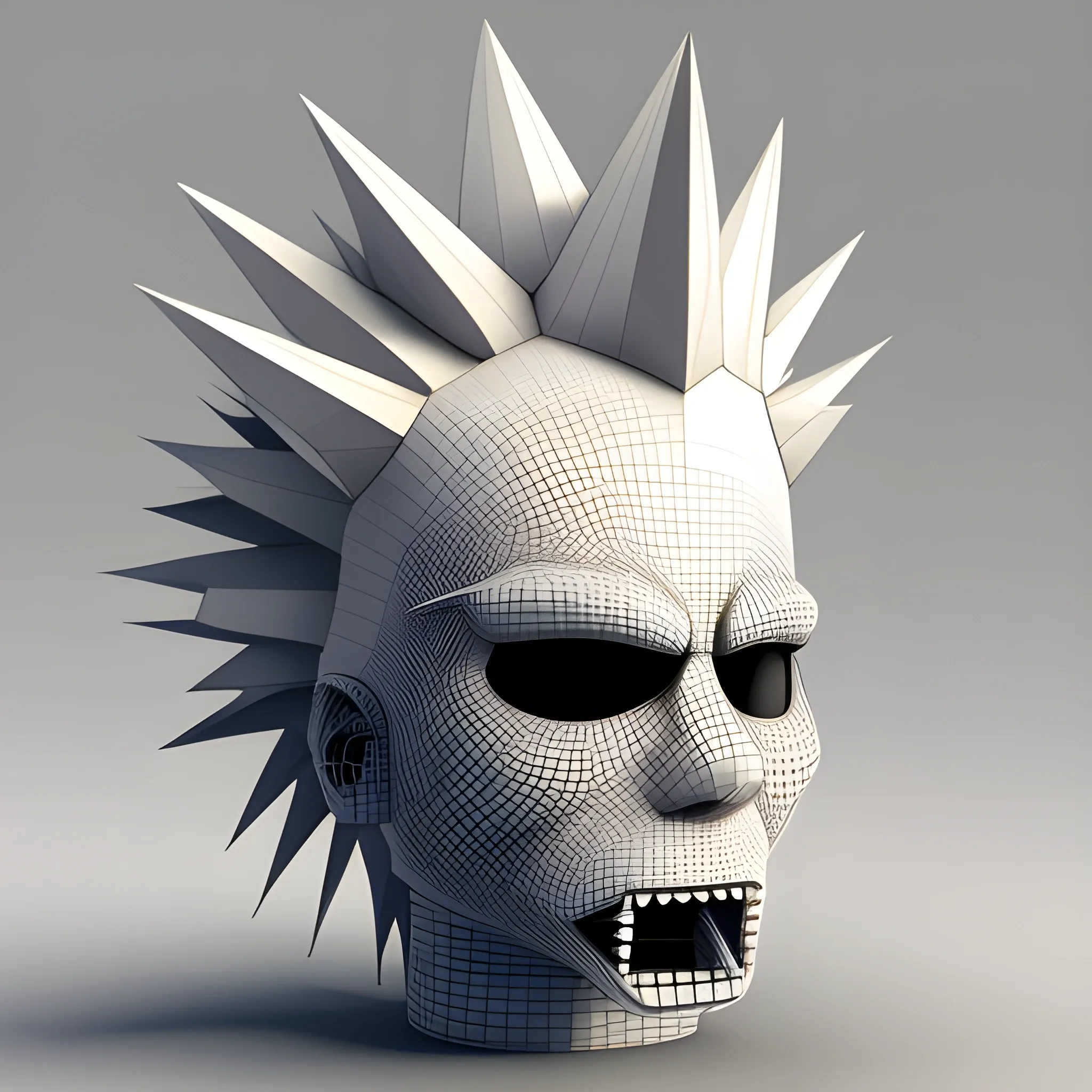 
3D Spiky Head Punk White Mascot