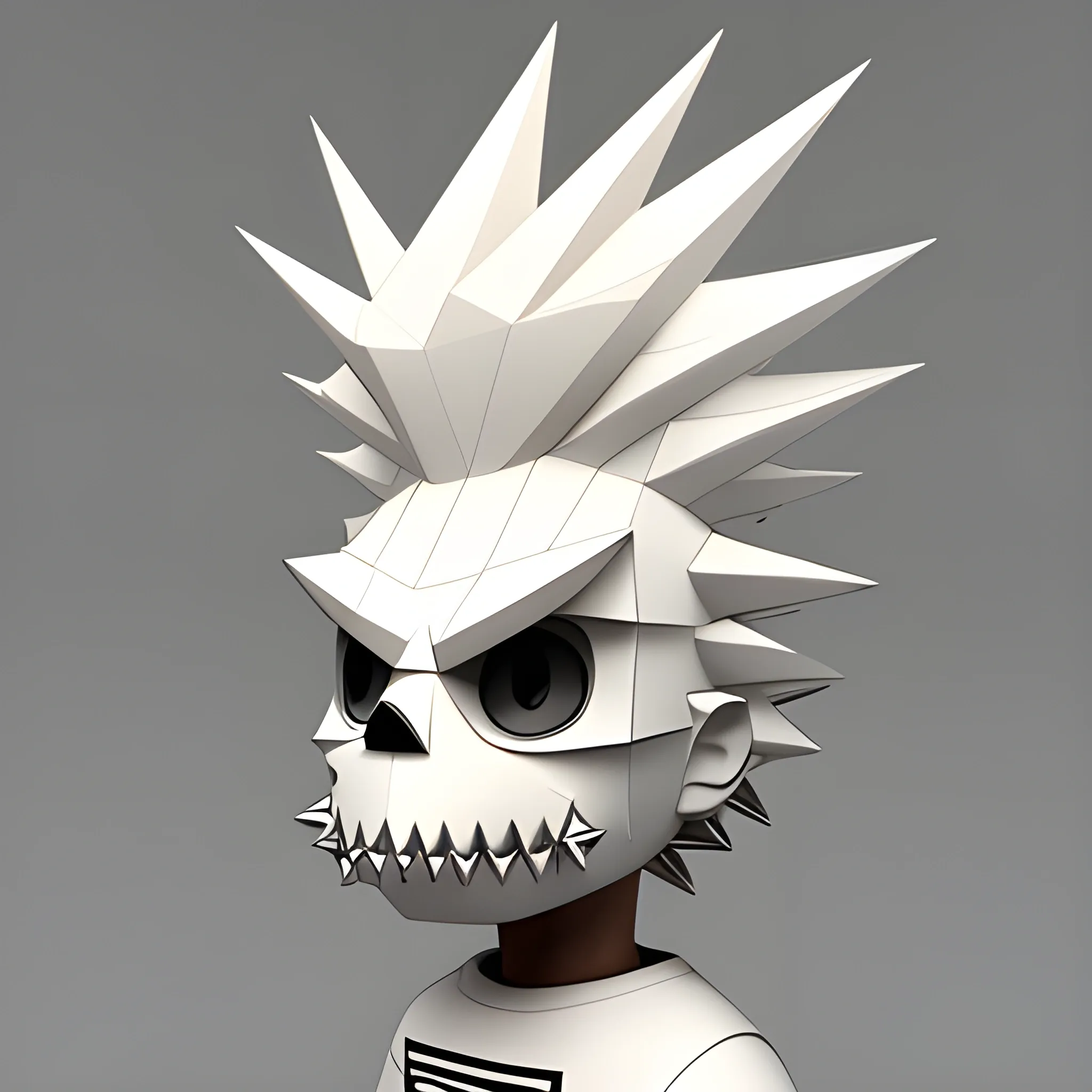 Spiky Head Punk White Mascot, 3D