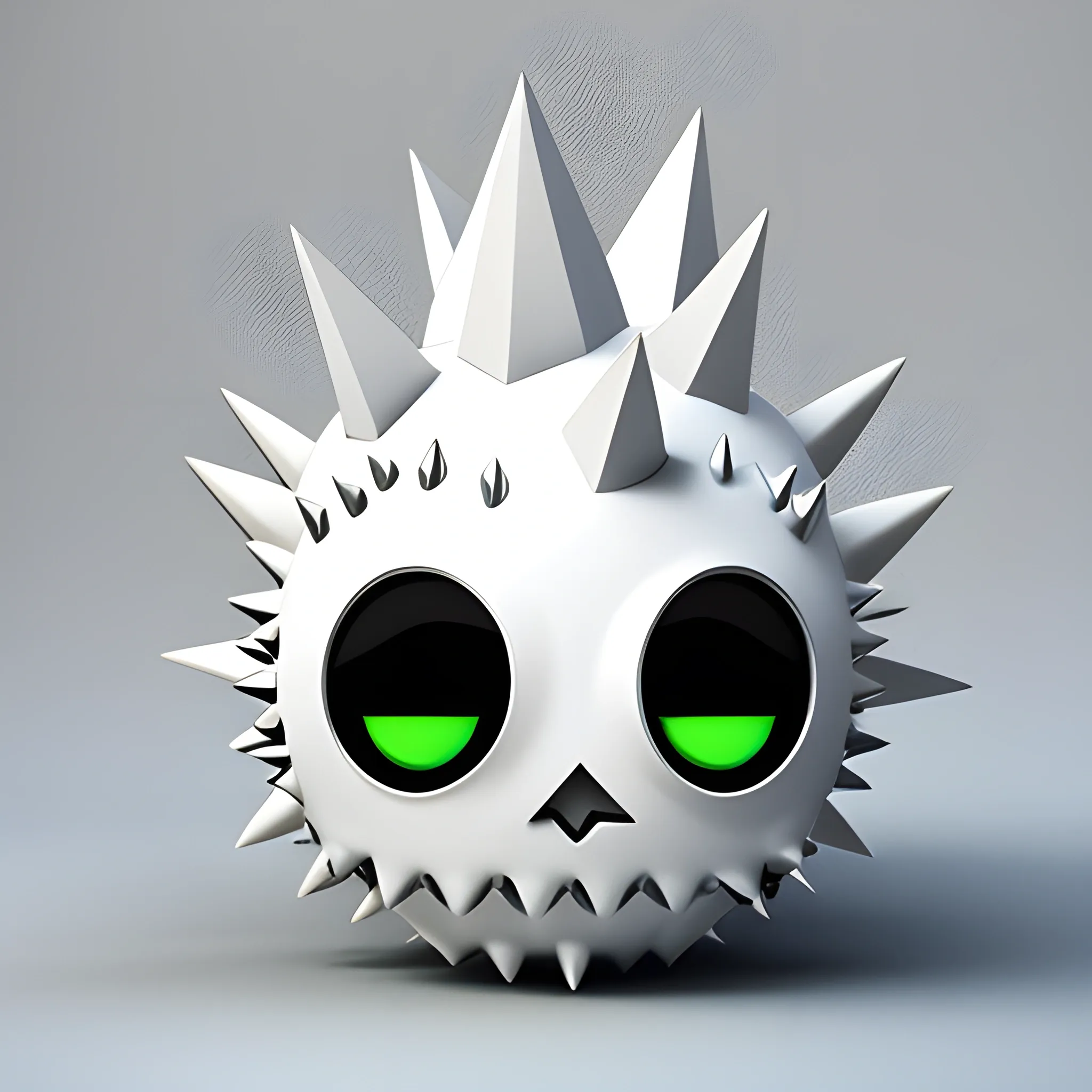 Spiky Head Punk White Mascot  eye patch as a plus symbol, 3D