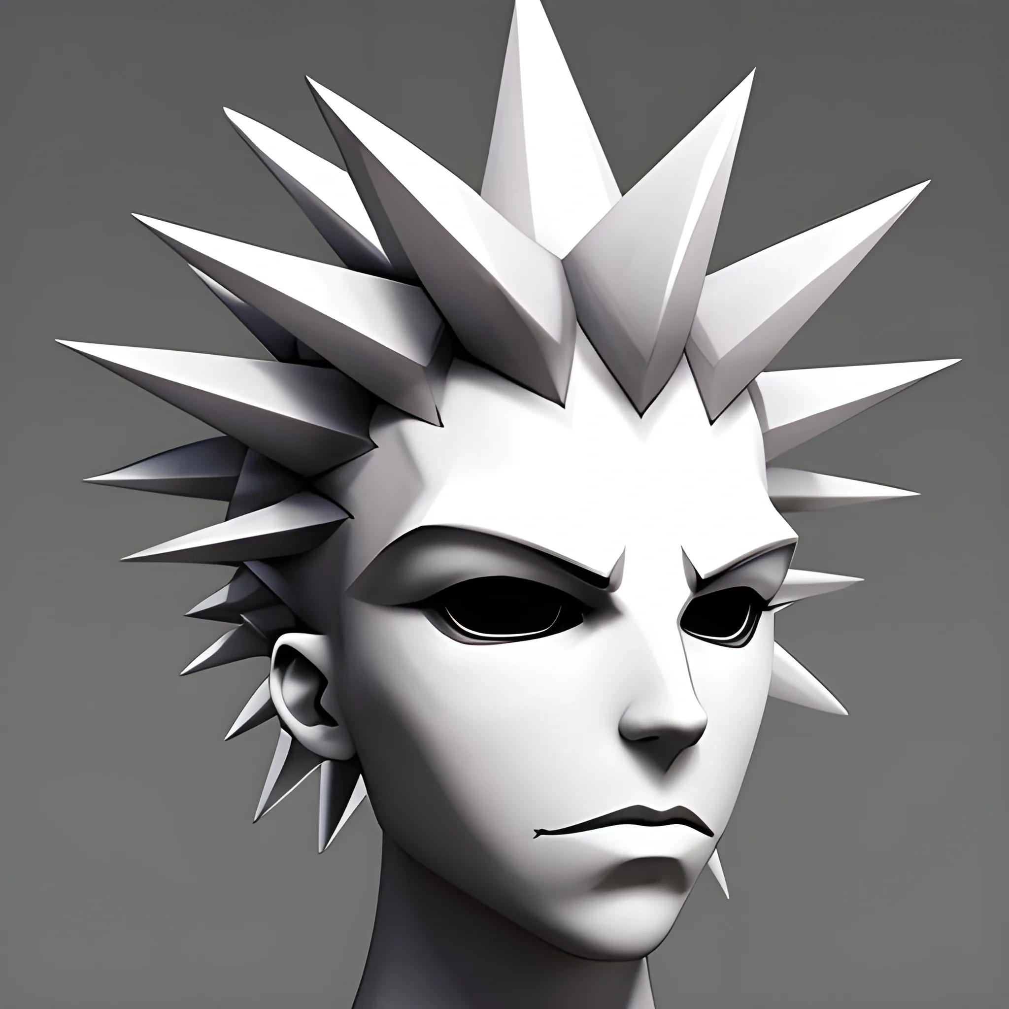 Spiky Head Punk White Character, Eye Shape of Plus Symbol, 3D