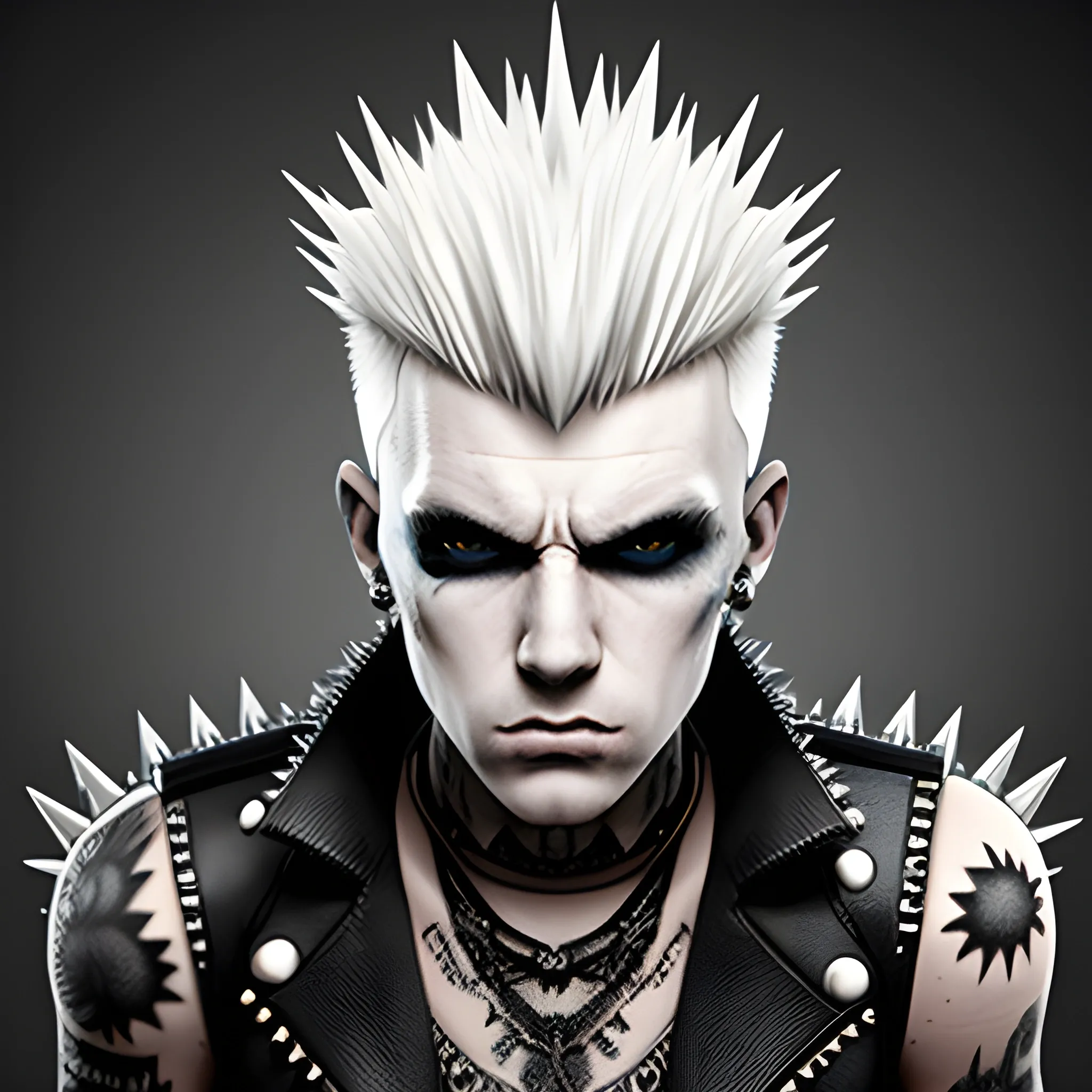 White Punk Character With Spikey Head