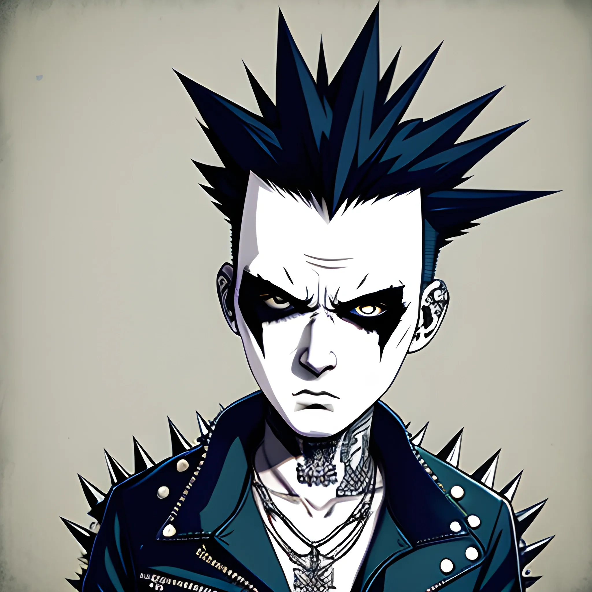 White Punk Character With Spikey Head Mascot