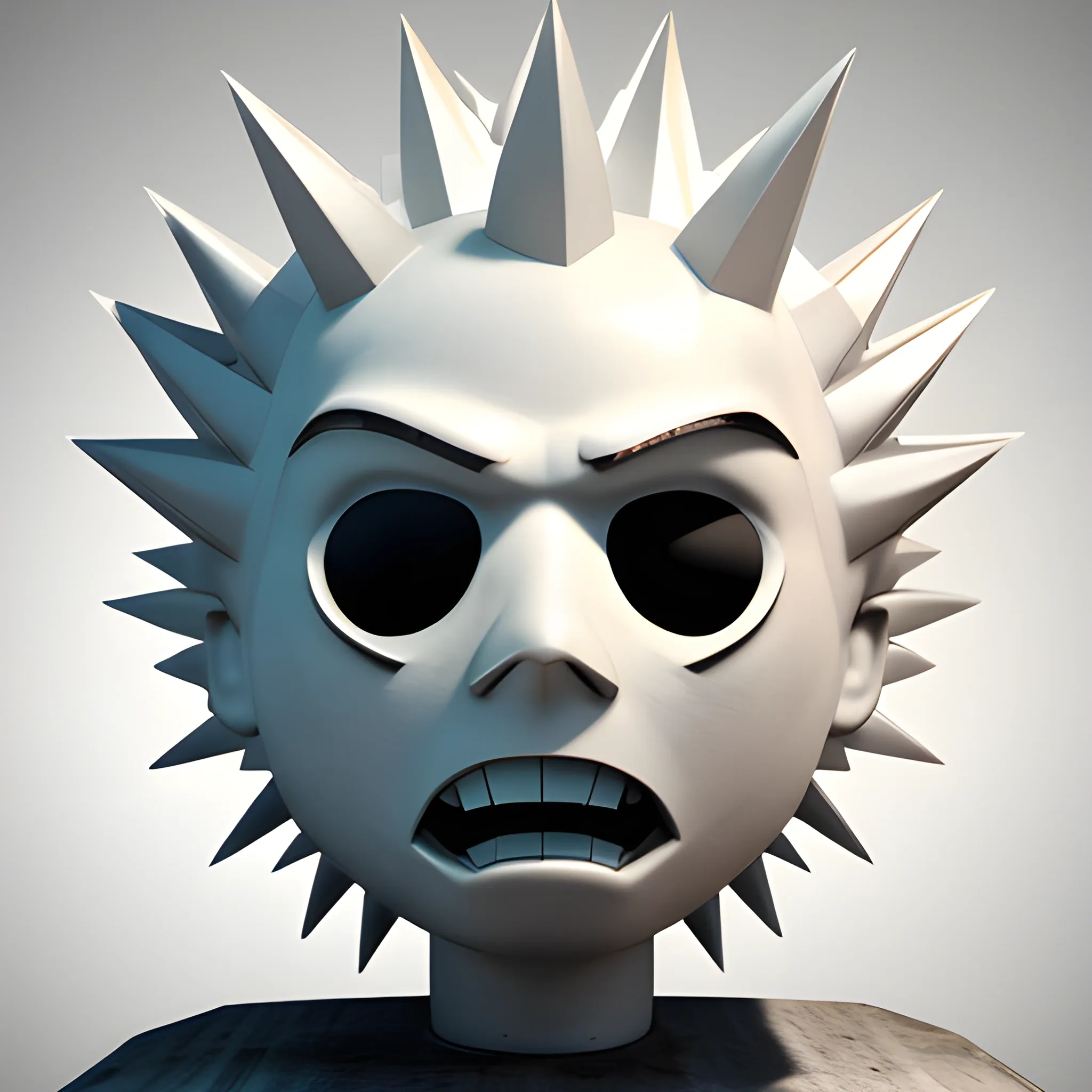 
3D White Spiky Head Punk Mascot Facing front