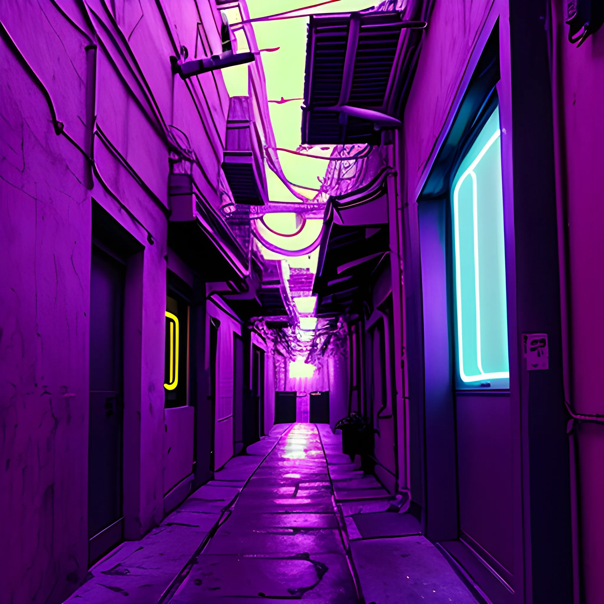 neon dark alleyway
