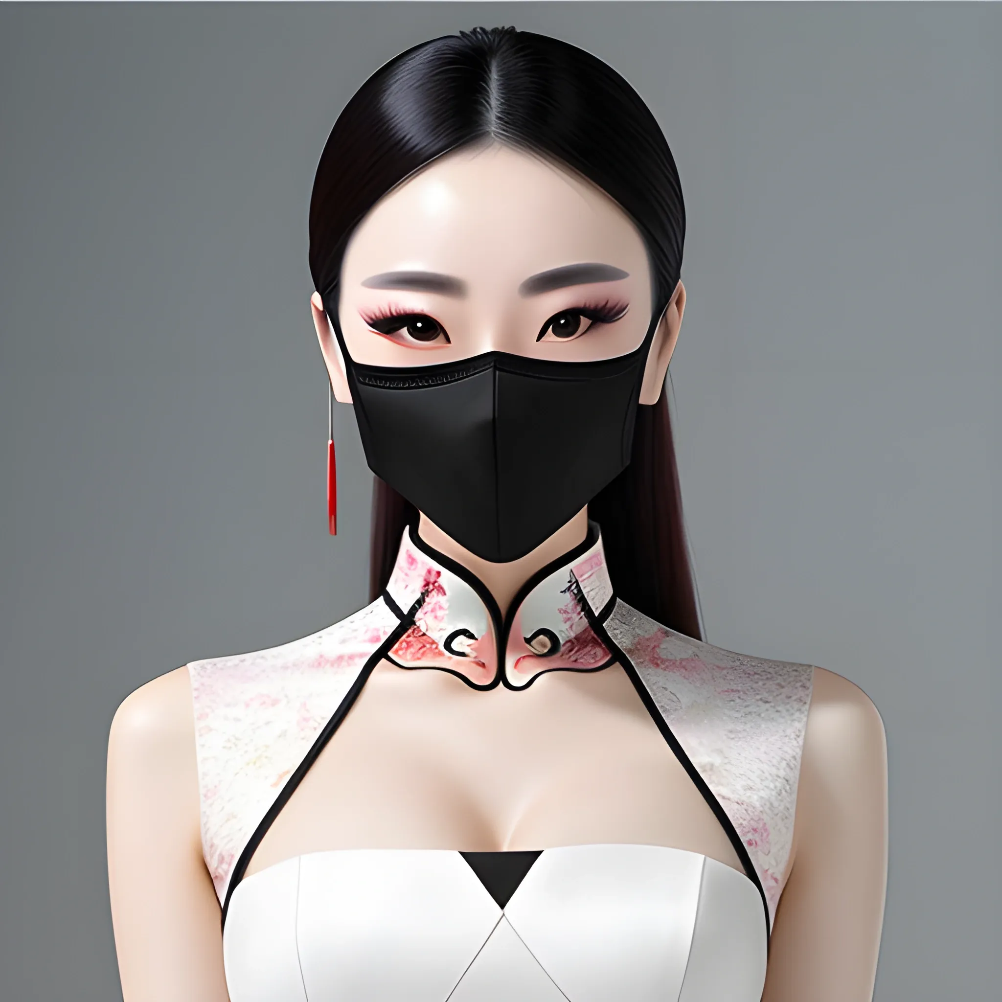 Beautiful chinese girl wearing a mask