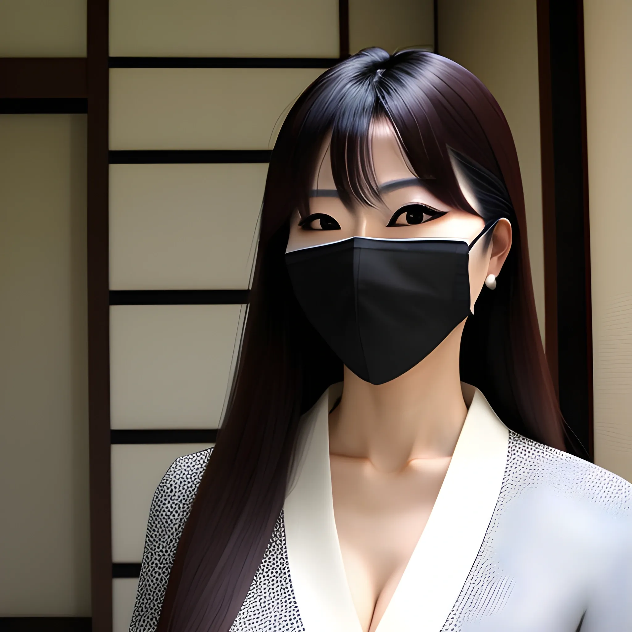 Beautiful japanese girl wearing a mask