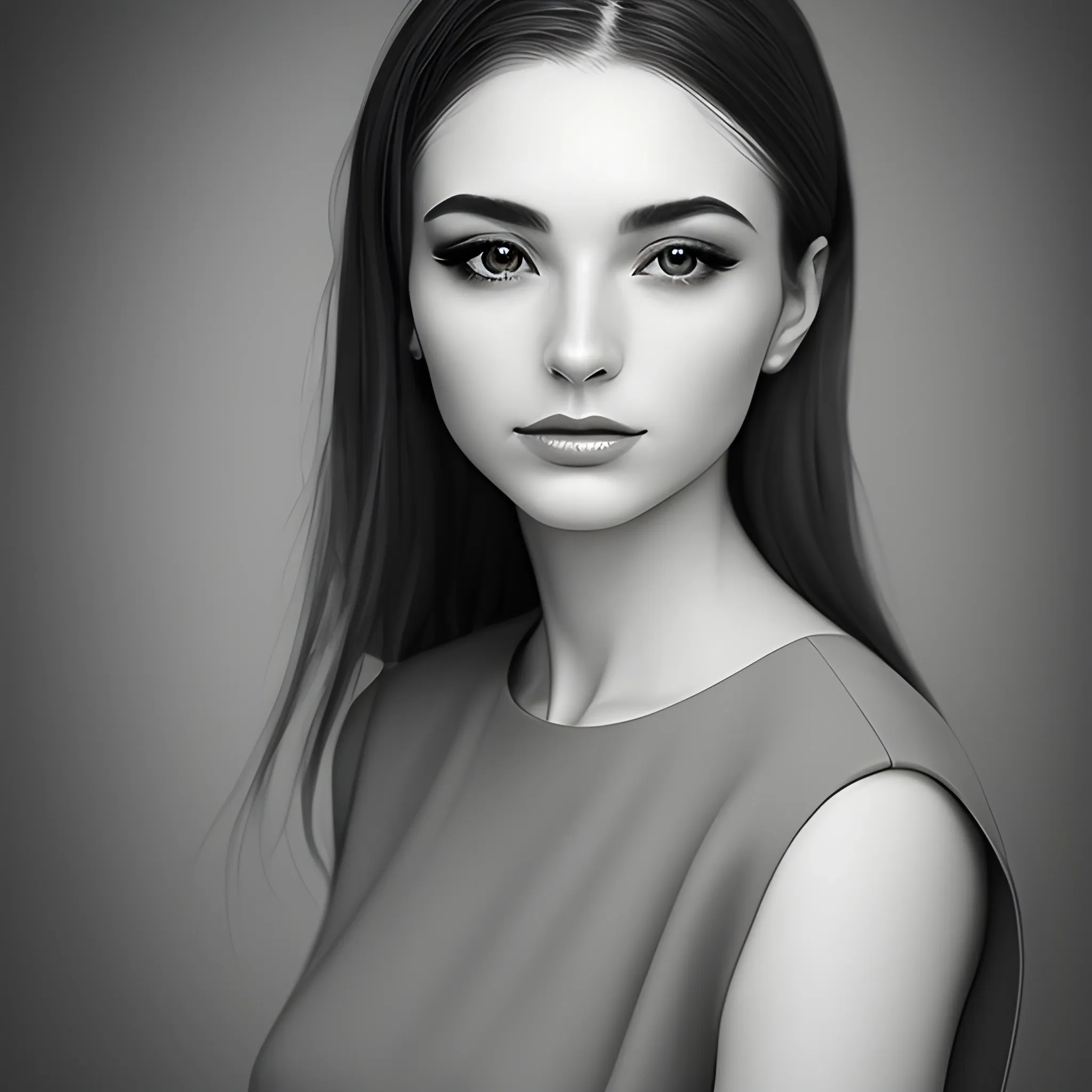 Portrait of beautiful woman, gray tones, solemn and elegant, professional photography