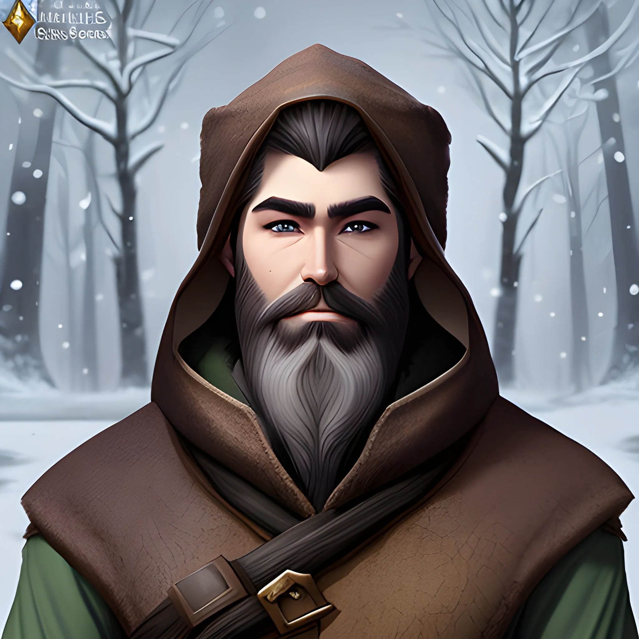 Eladrin winter ranger male with dark beard