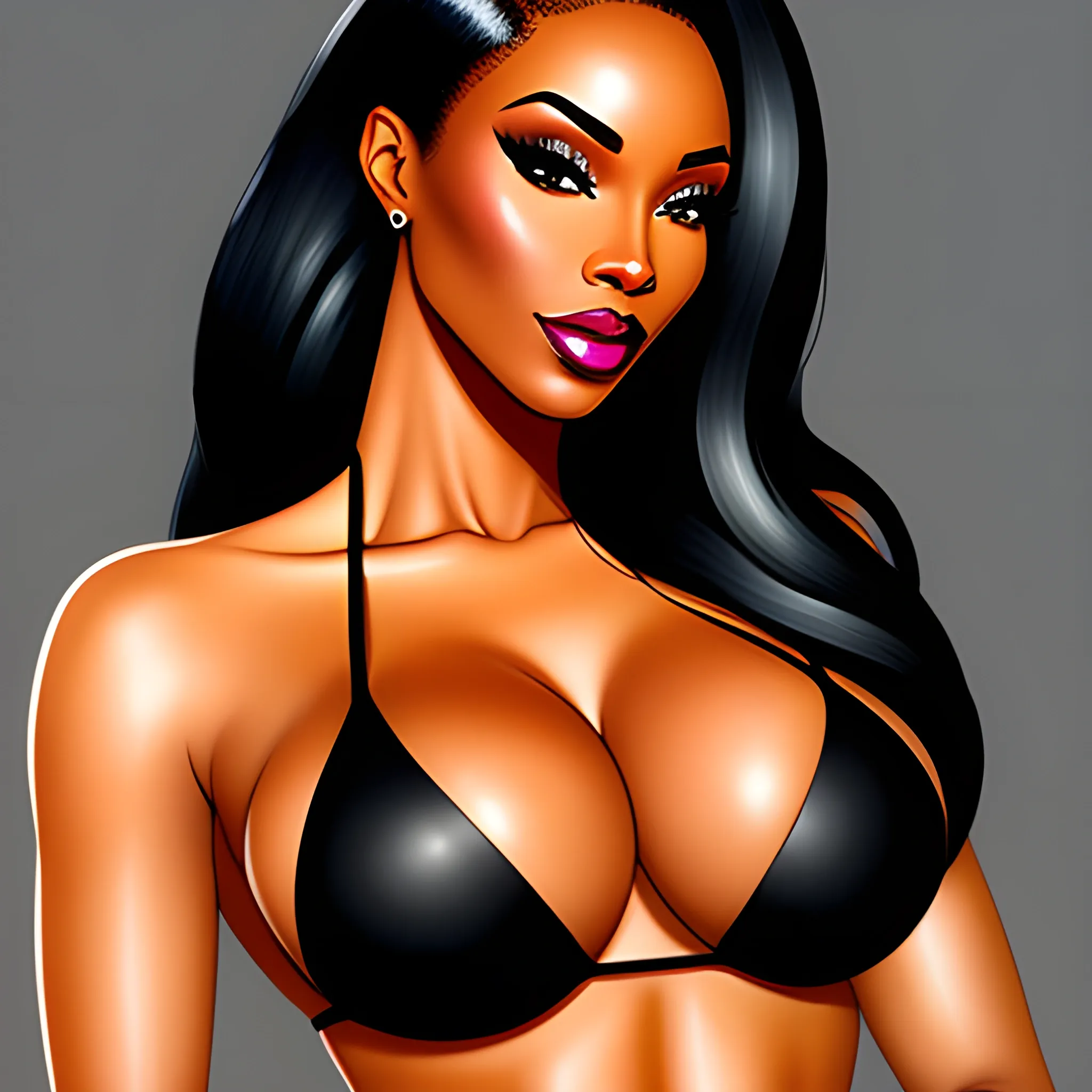 sexy black girl, bikini, sharp details, sharp focus, elegant, highly detailed, illustration, intricate, beautiful