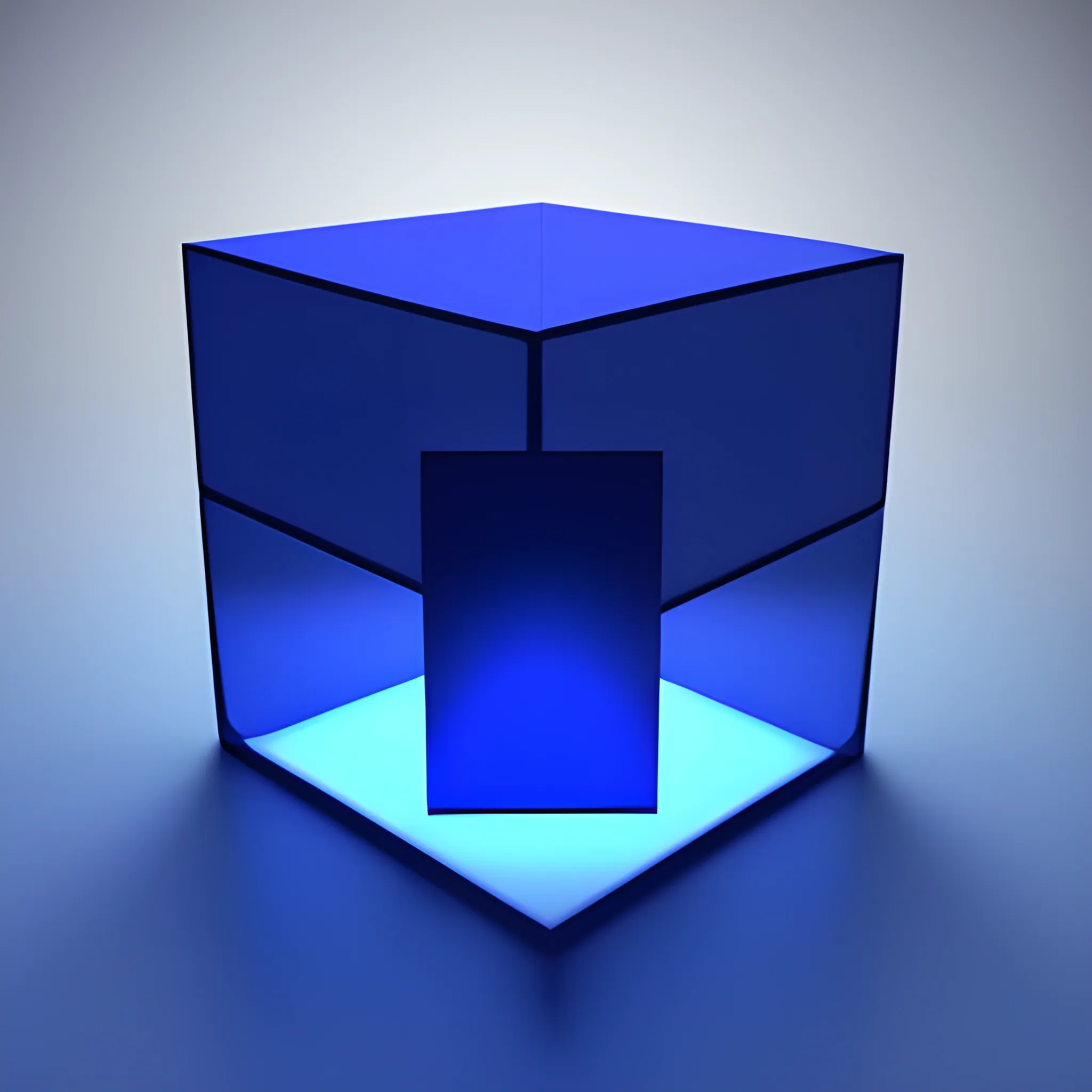 Blue cube, dark cube, 3D shadow inside