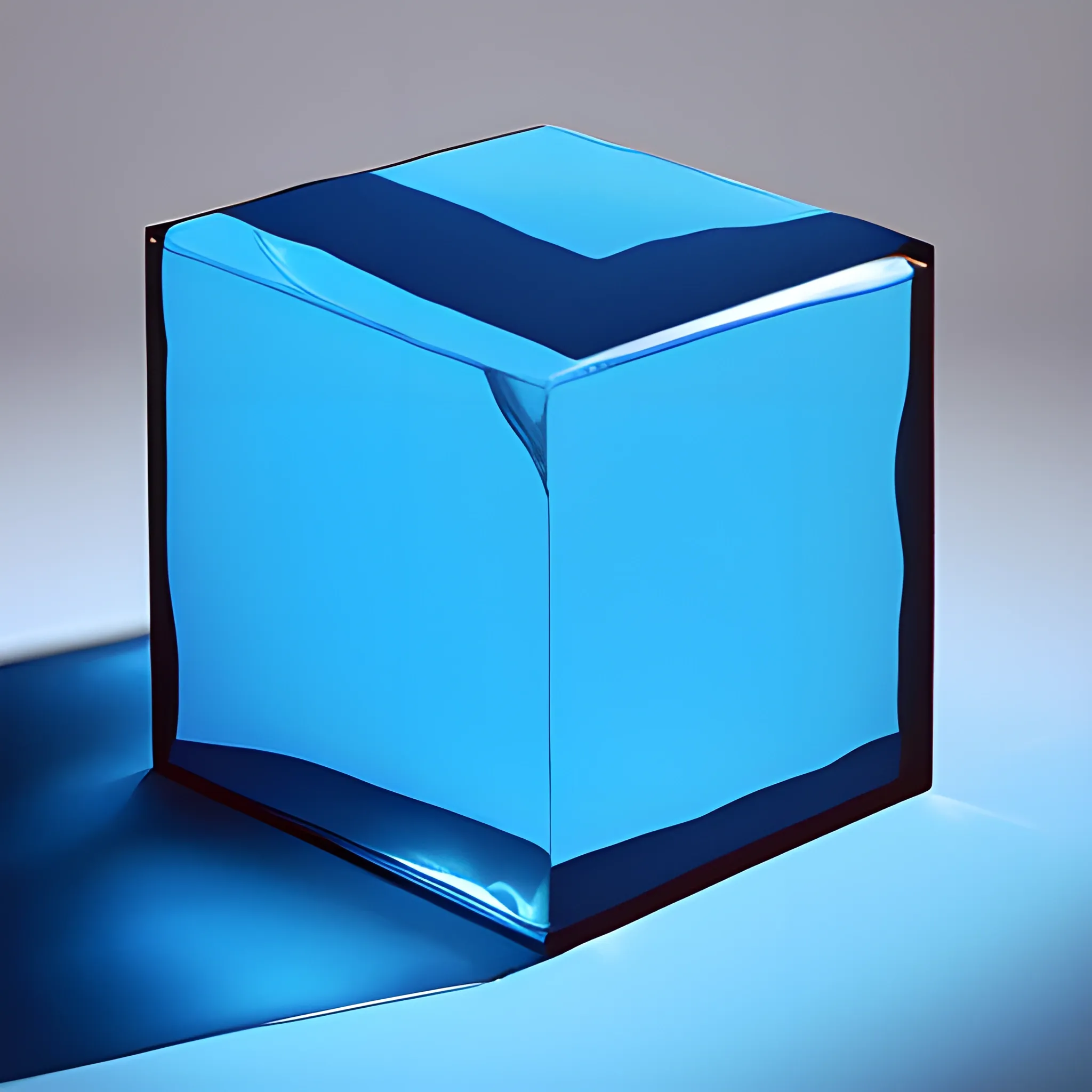 Blue cube, dark cube, shadow inside, water
