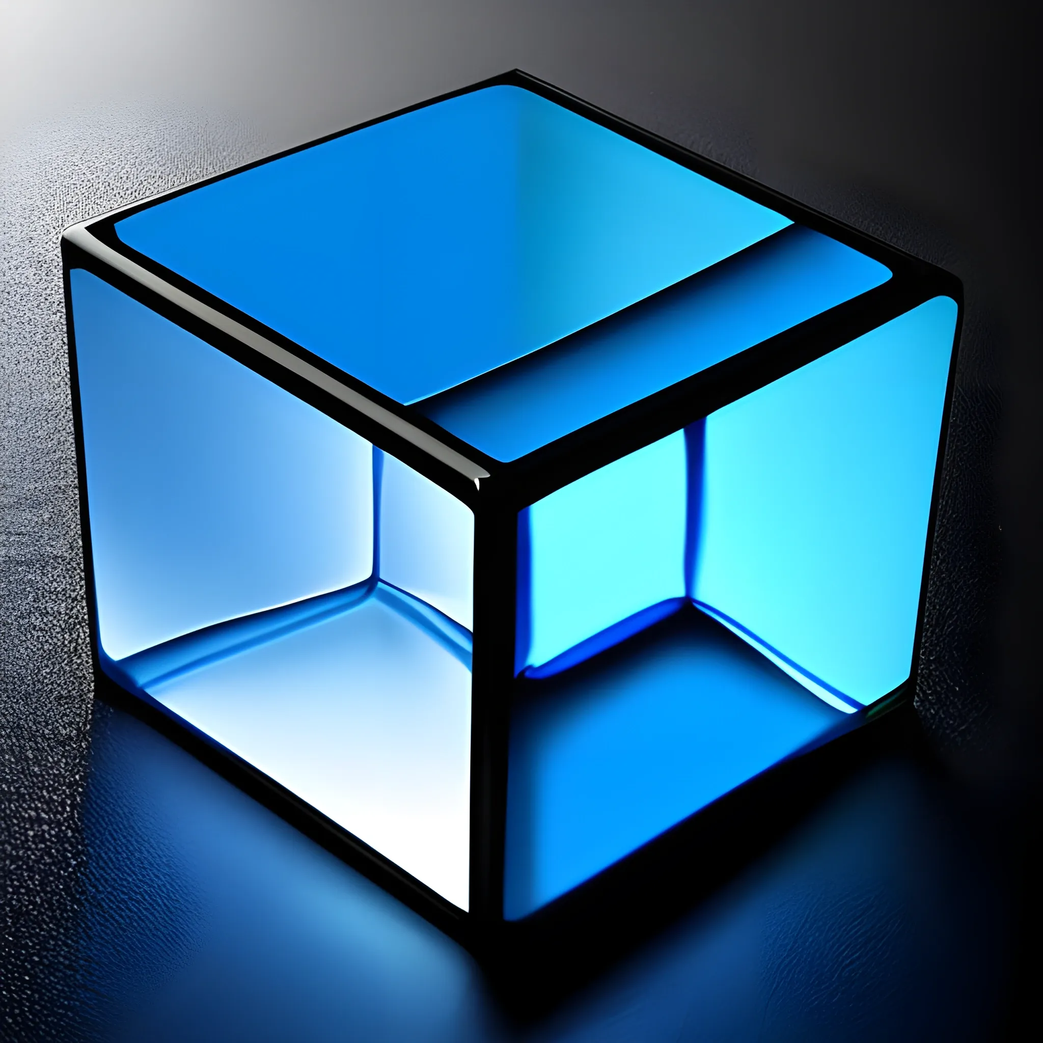 Blue cube, dark cube, shadow inside, water