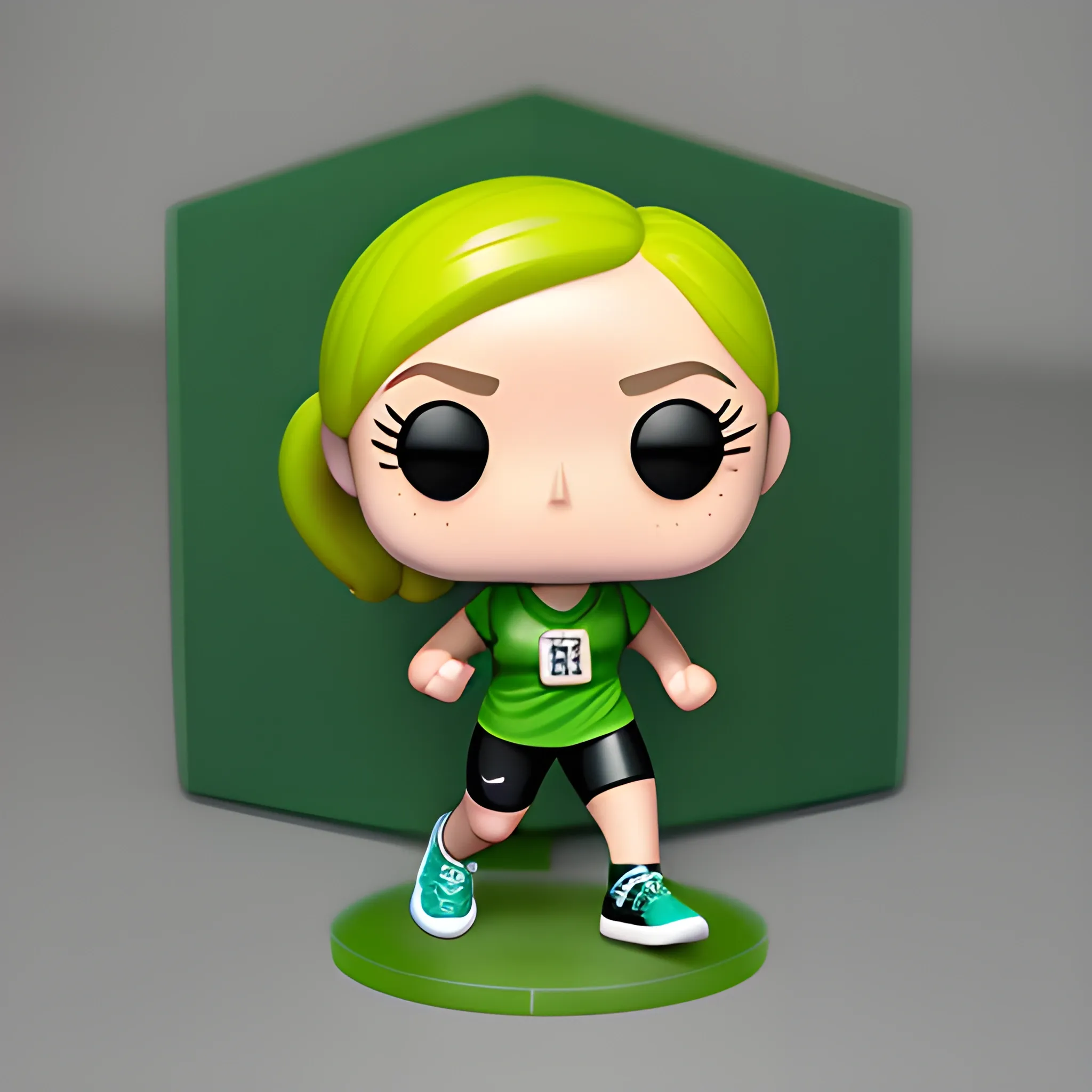 mnale runner with green shirt and race medal in funko pop style. 