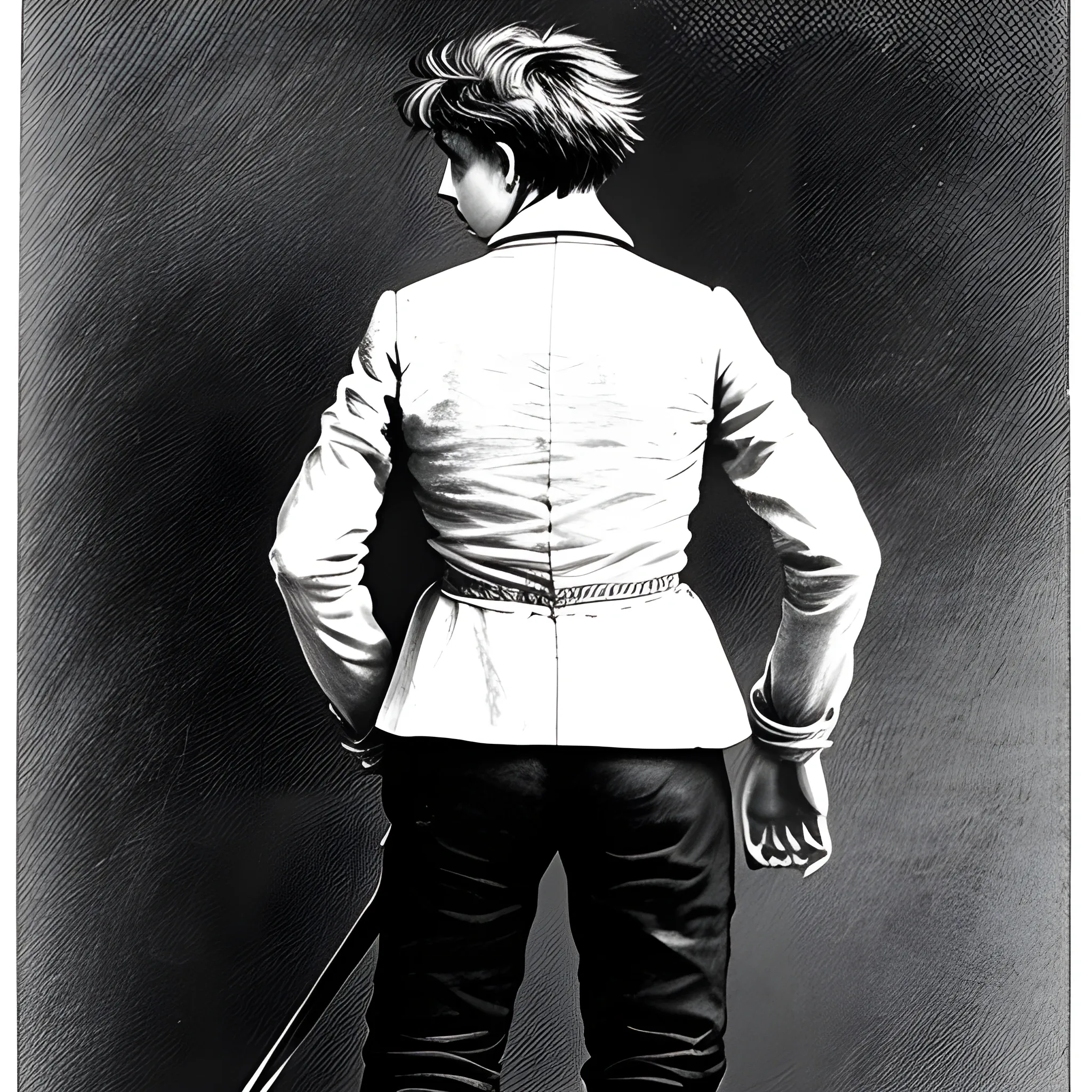 Arthur Rimbaud back view full body