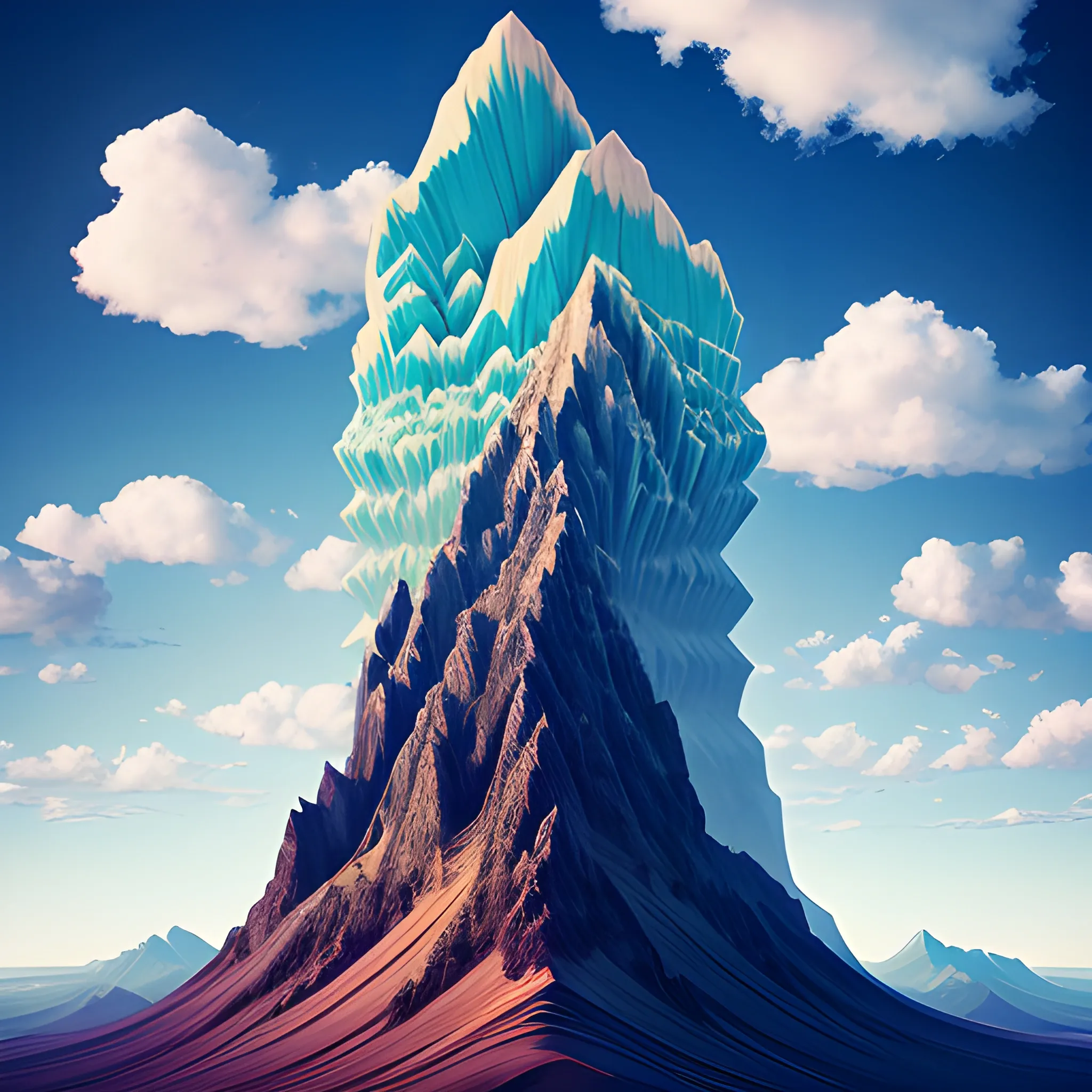 vertical arcitektical forms
mountin landscape,
athmospher, clouds, Trippy