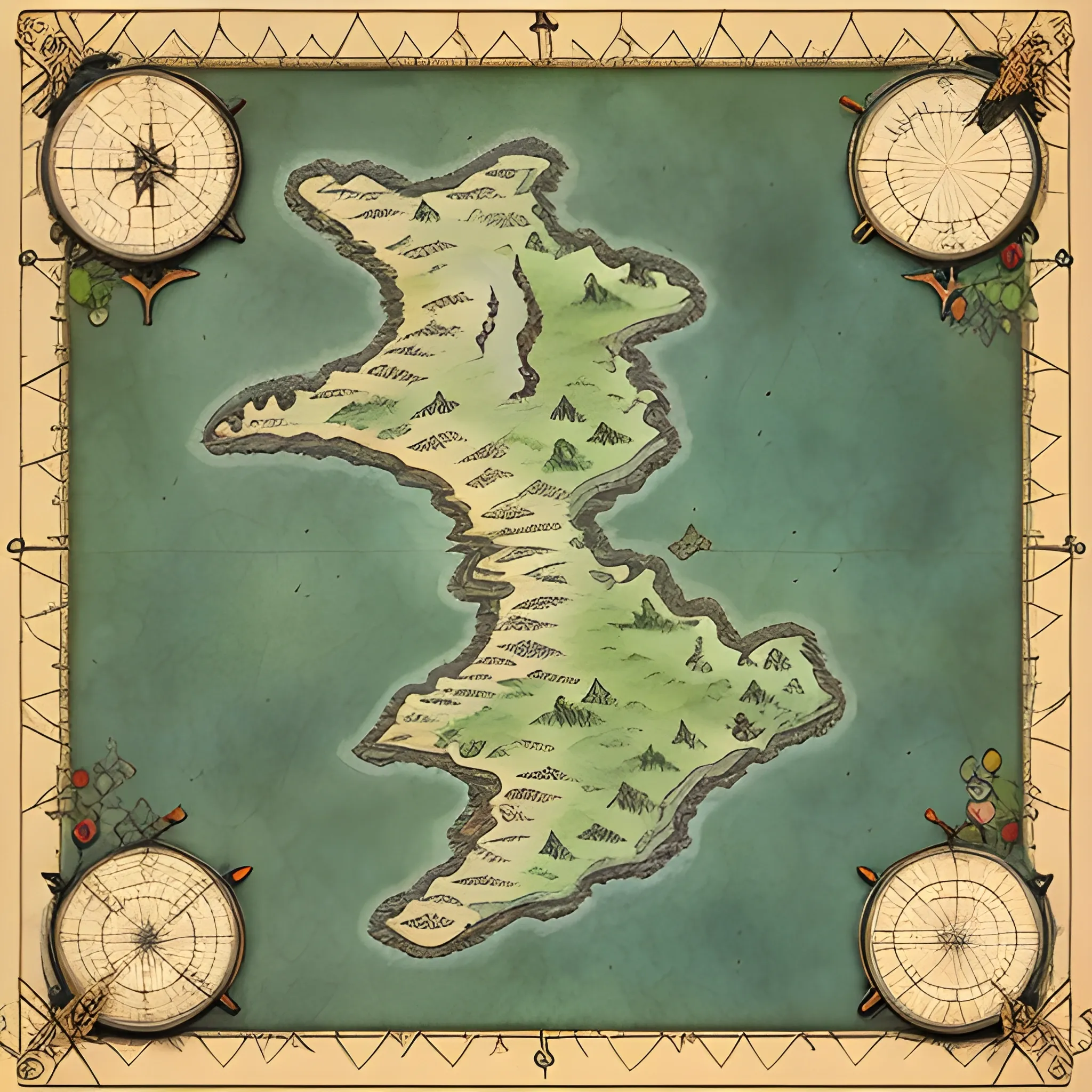 fantasy map with a marked treasure
