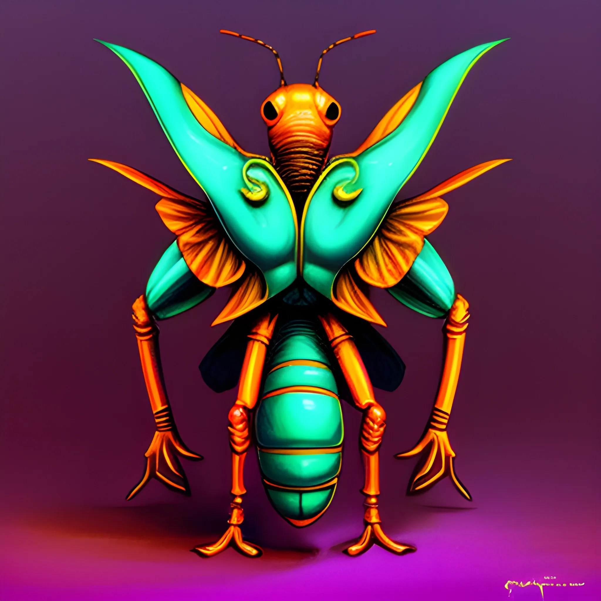 70s fantasy art style brain eating insect
