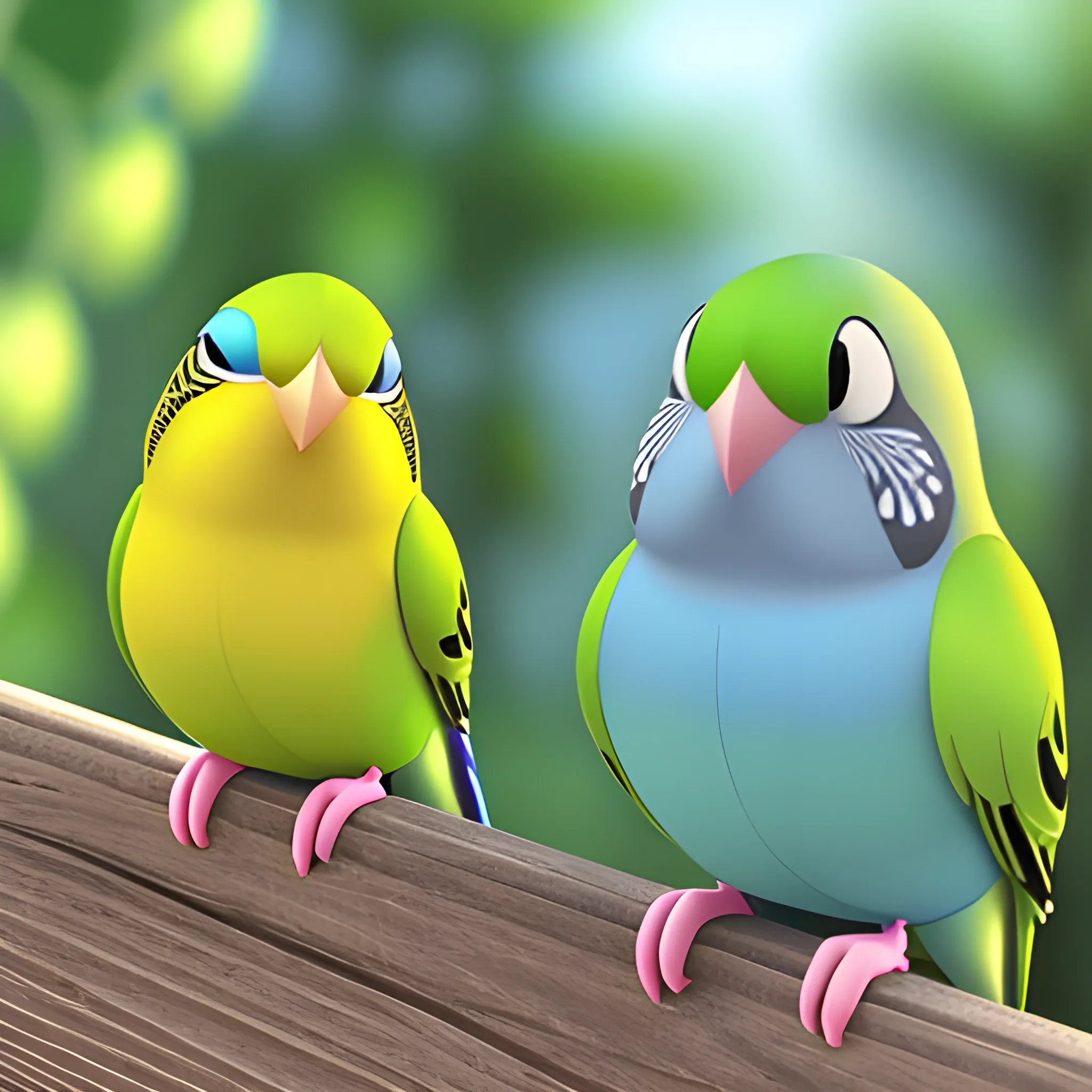 Pixar disney
, Cartoon
Green budgie
Blue budgie, 3D
Two birds