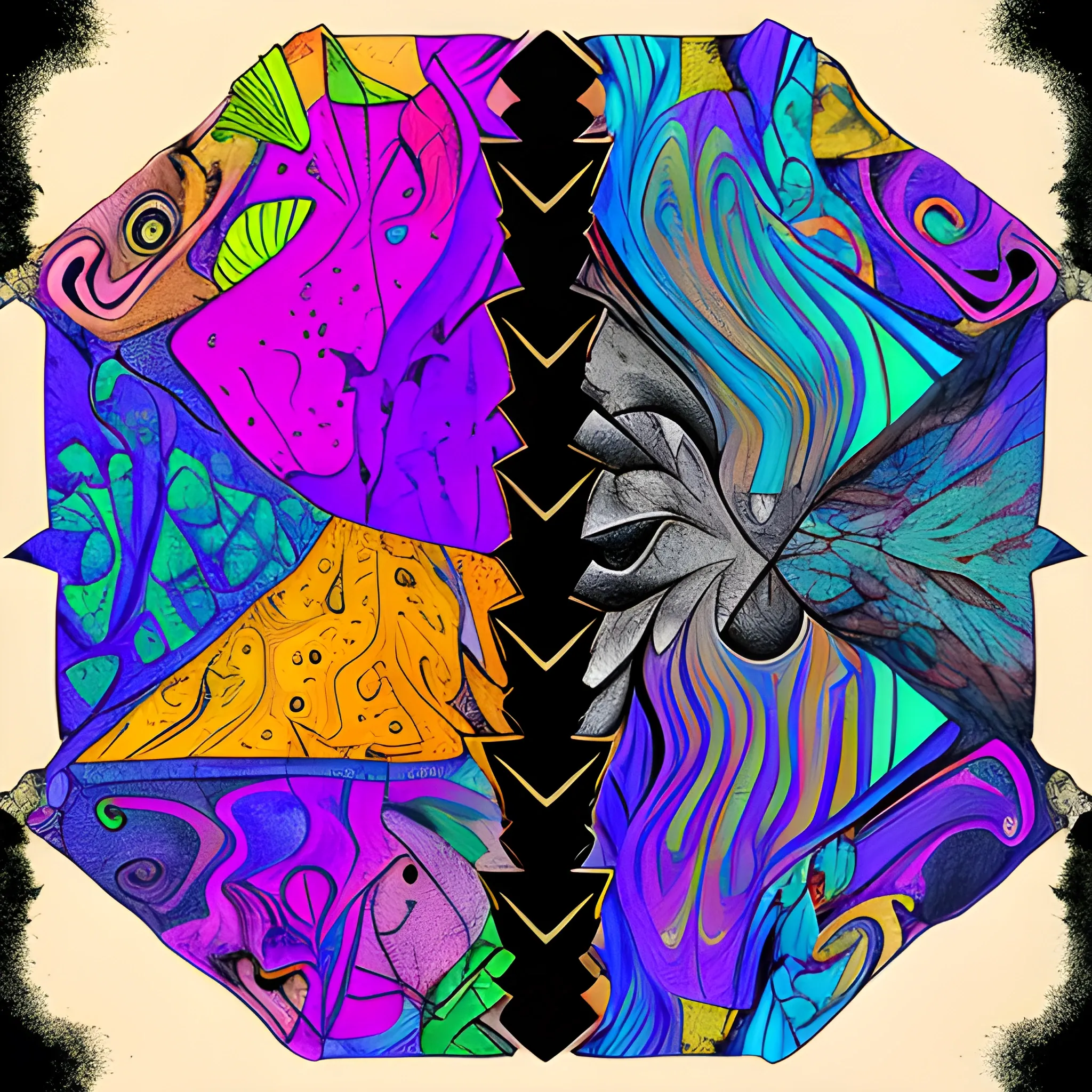 collab, two sides, crack in middle., Trippy